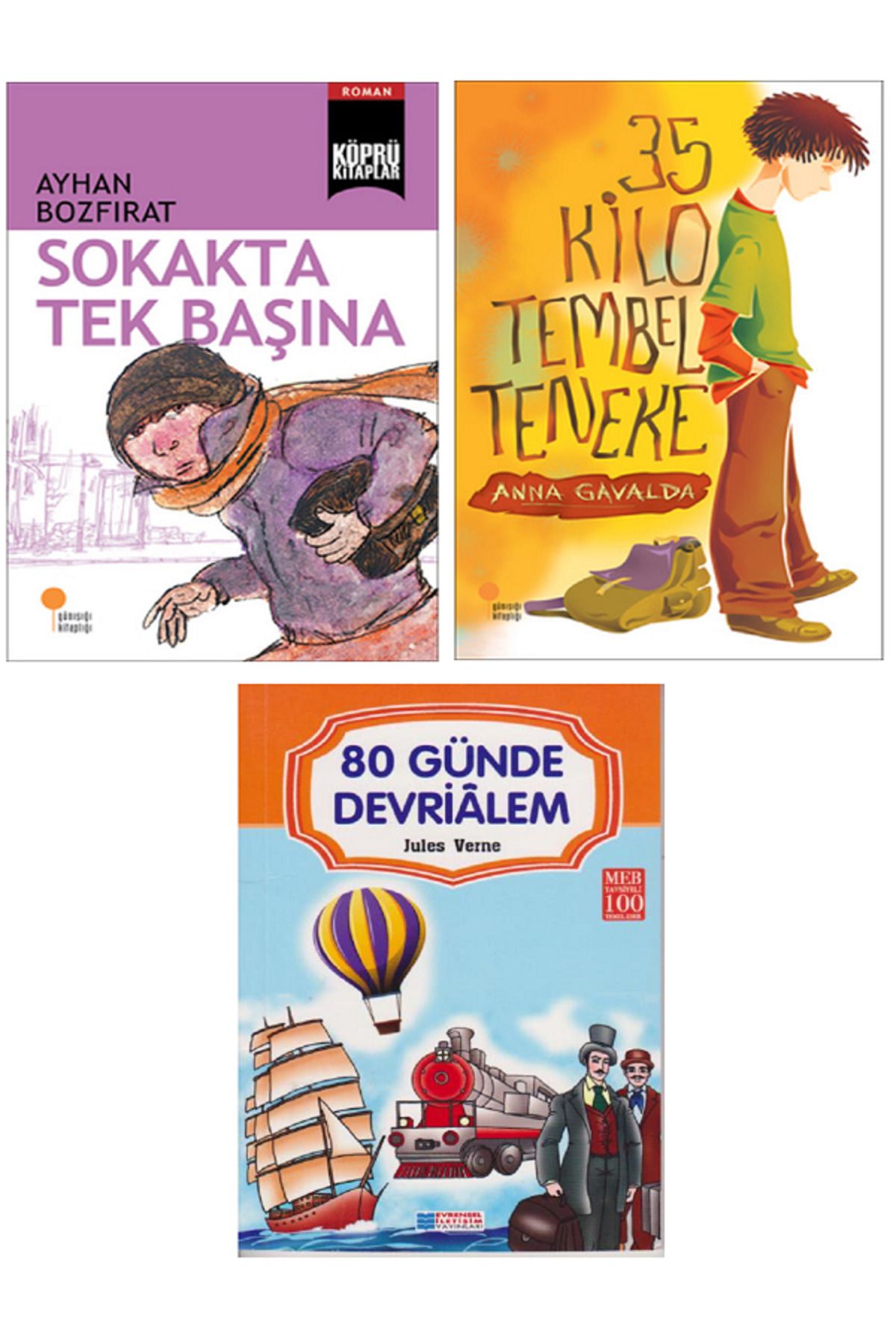 Günışığı Kitaplığı Sokakta Tek Başına + 35 Kilo Tembel Teneke + Evrensel 80 Günde Devrialem / 3 KİTAP SET