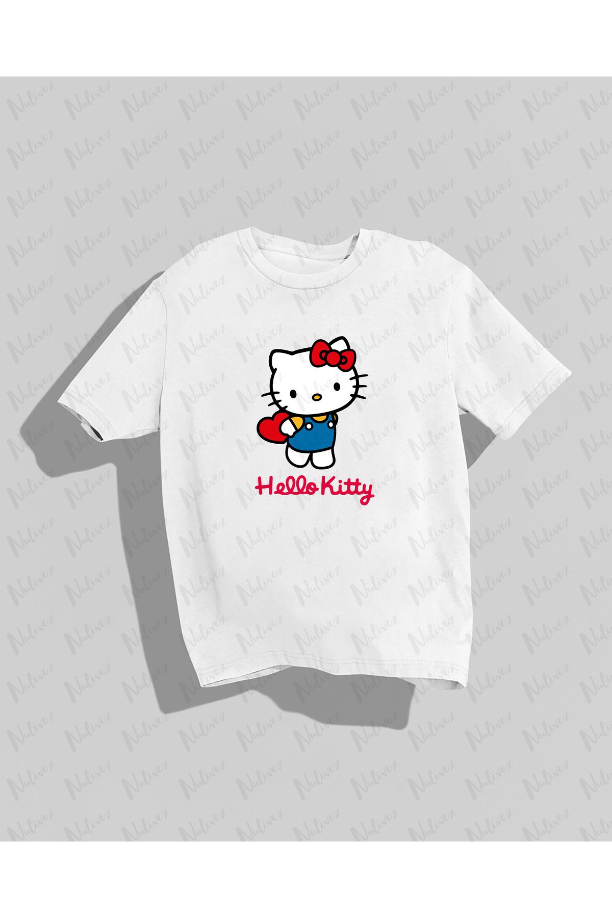 Nulivez Hello Kitty Tasarımı Baskılı Yüksek Kalite Kompakt Unisex Oversize T-Shirt