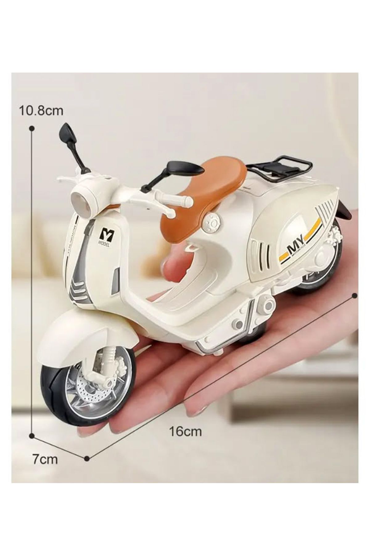 farddad Vespa Motosiklet Çek Bırak Die-Cast VP | Sesli ve Işıklı 1:10 Ölçek