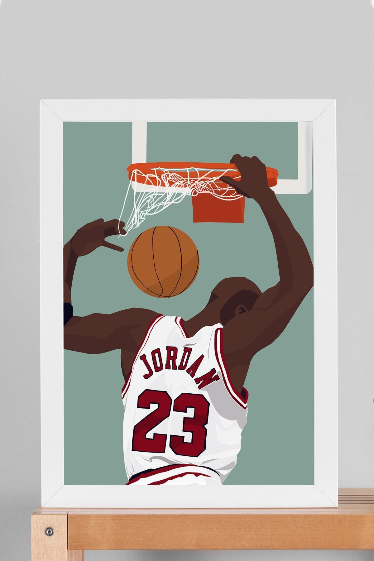 Saturn Michael Jordan Çerçeveli Tablo - Basketbol NBA Posteri Tablo