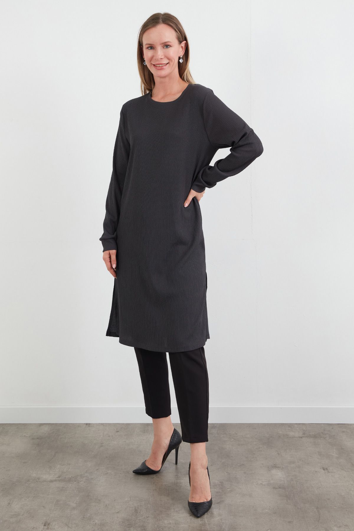 Fulla Moda Fullamodest Basic Yanları Yırtmaçlı Tunik