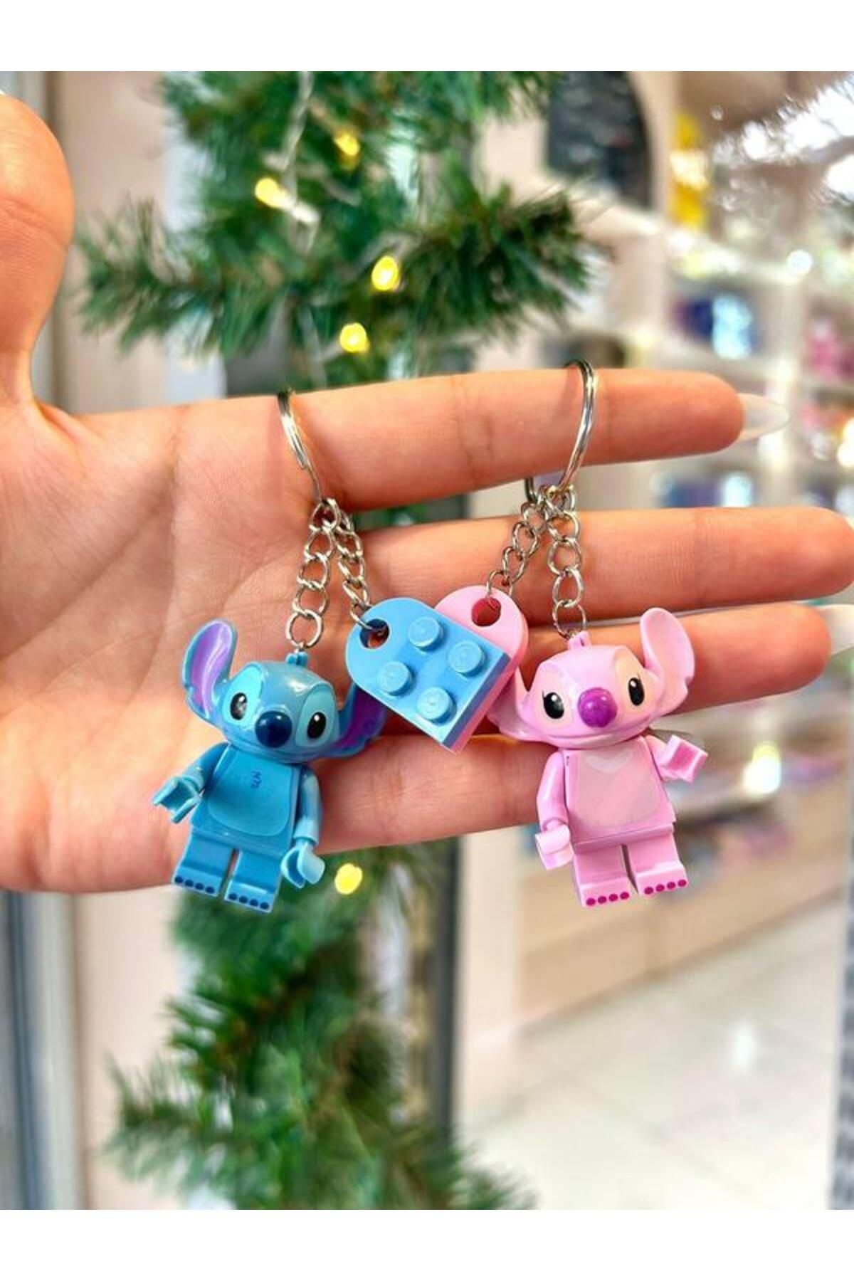 Wisevelya Stitch Lilo Kalp Detaylı 2 li Lego Anahtarlık