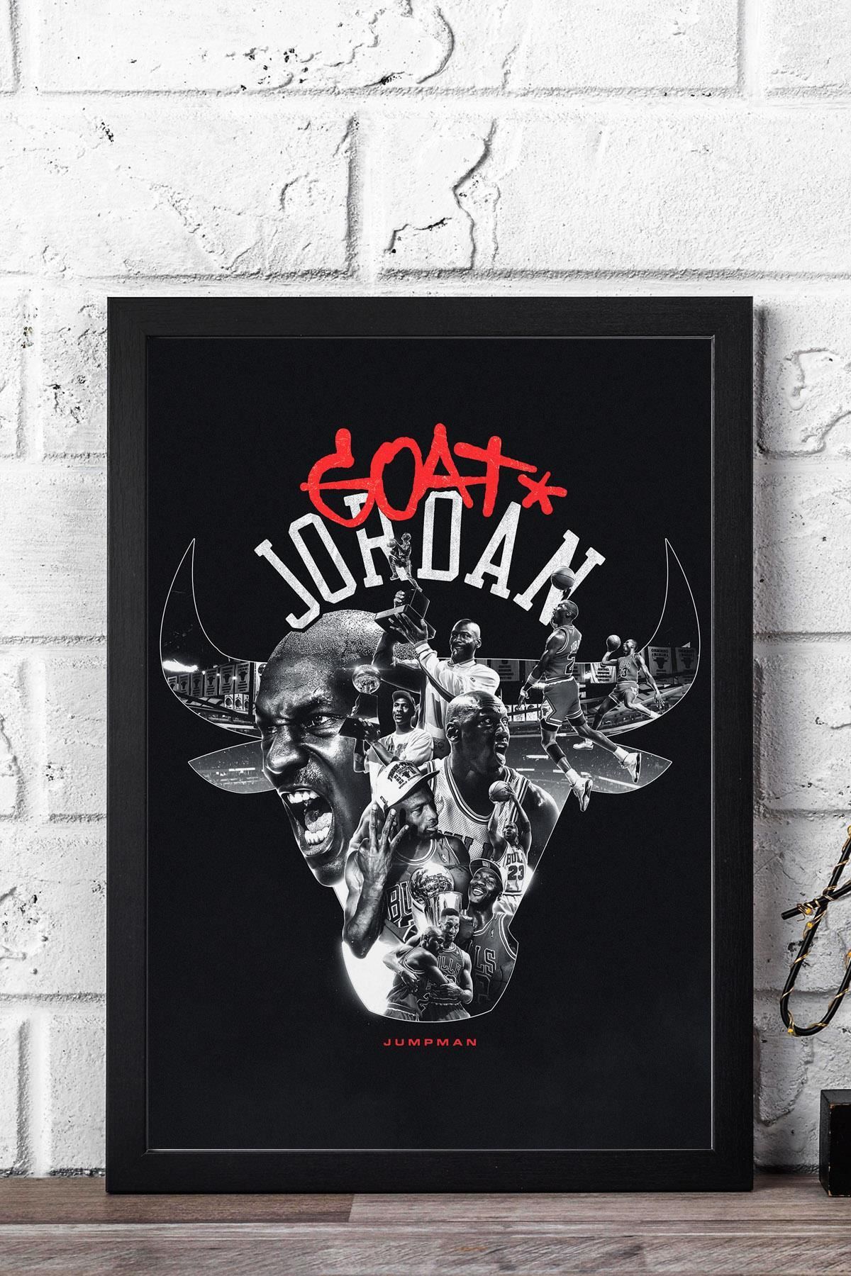 Saturn Michael Jordan Goat Çerçeveli Tablo - Basketbol NBA Posteri Tablo