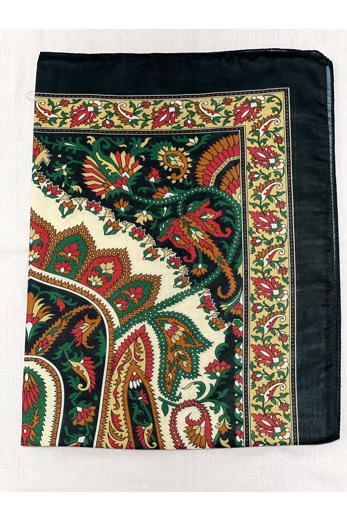 Shawl Passion Retro Desen Pamuk Şal Lacivert Bordo