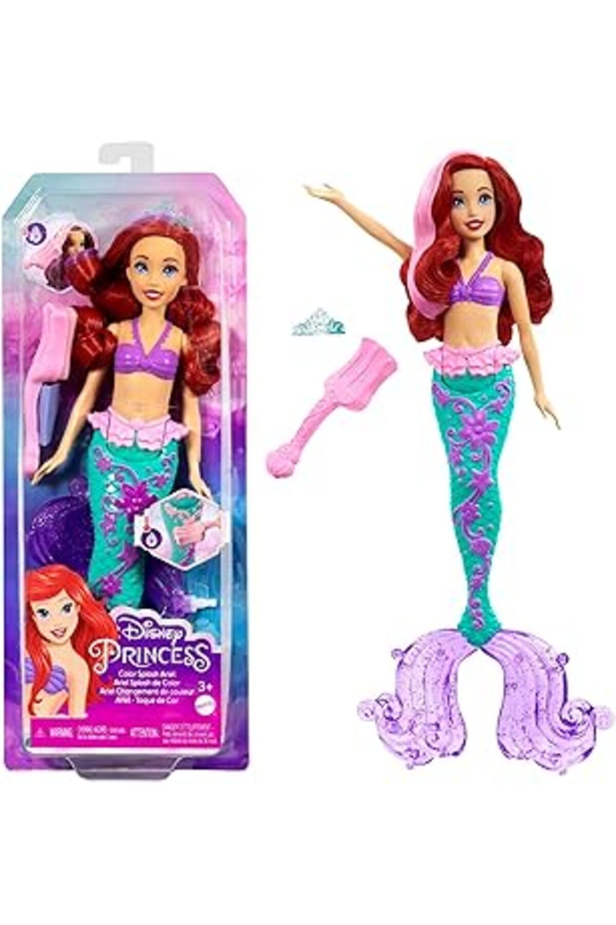 Mu Art Ahşap Disney Prenses Muhteşem Renk Değiştiren Saçlı Deniz Kızı Ariel