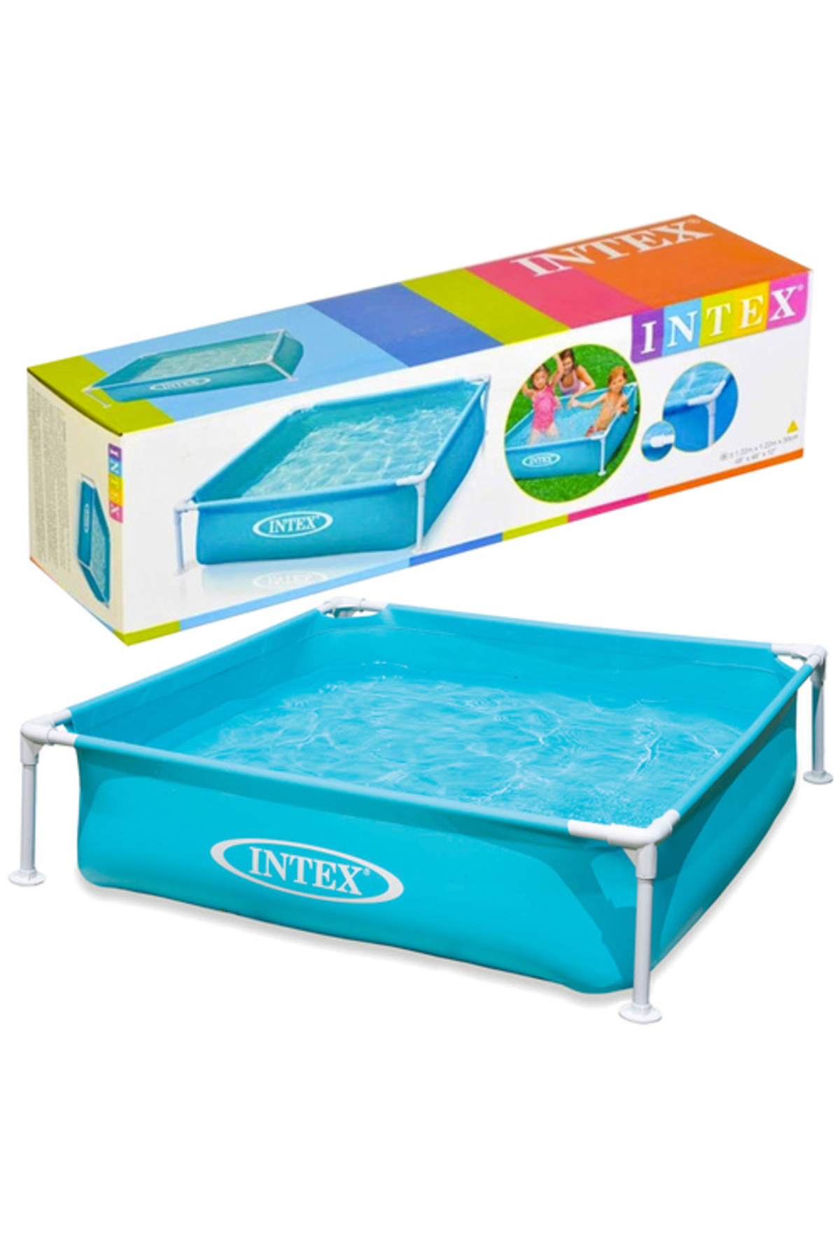 Intex Παιδική πισίνα, Intex, 122 x 122 x 30 cm, 342 l, ατσάλινο πλαίσιο, PVC,...