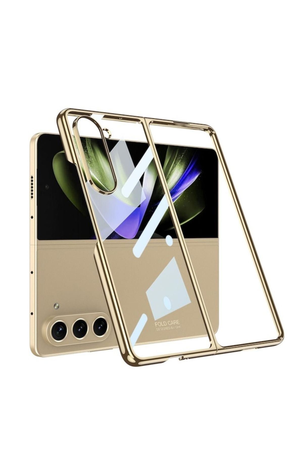 Megafox Teknoloji Samsung Galaxy Z Fold 5 Uyumlu Kılıf Full Camlı Kıpta Kapak