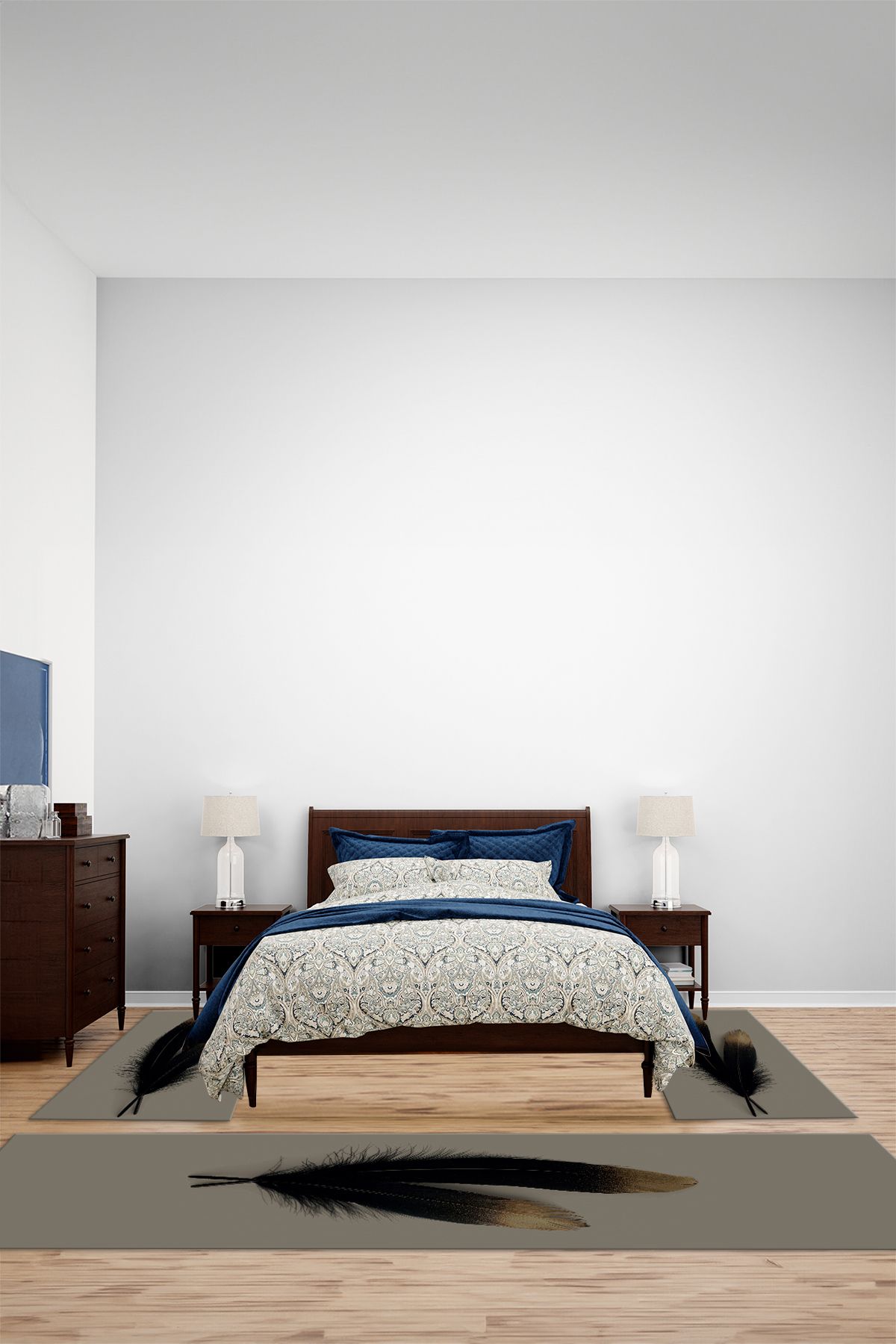 Viyana Home Modern Dijital Kaymaz Taban Tüy Model Yıkanabilir Üçlü Yatak Odası Halısı, YO-MODERN-248-BEJ,