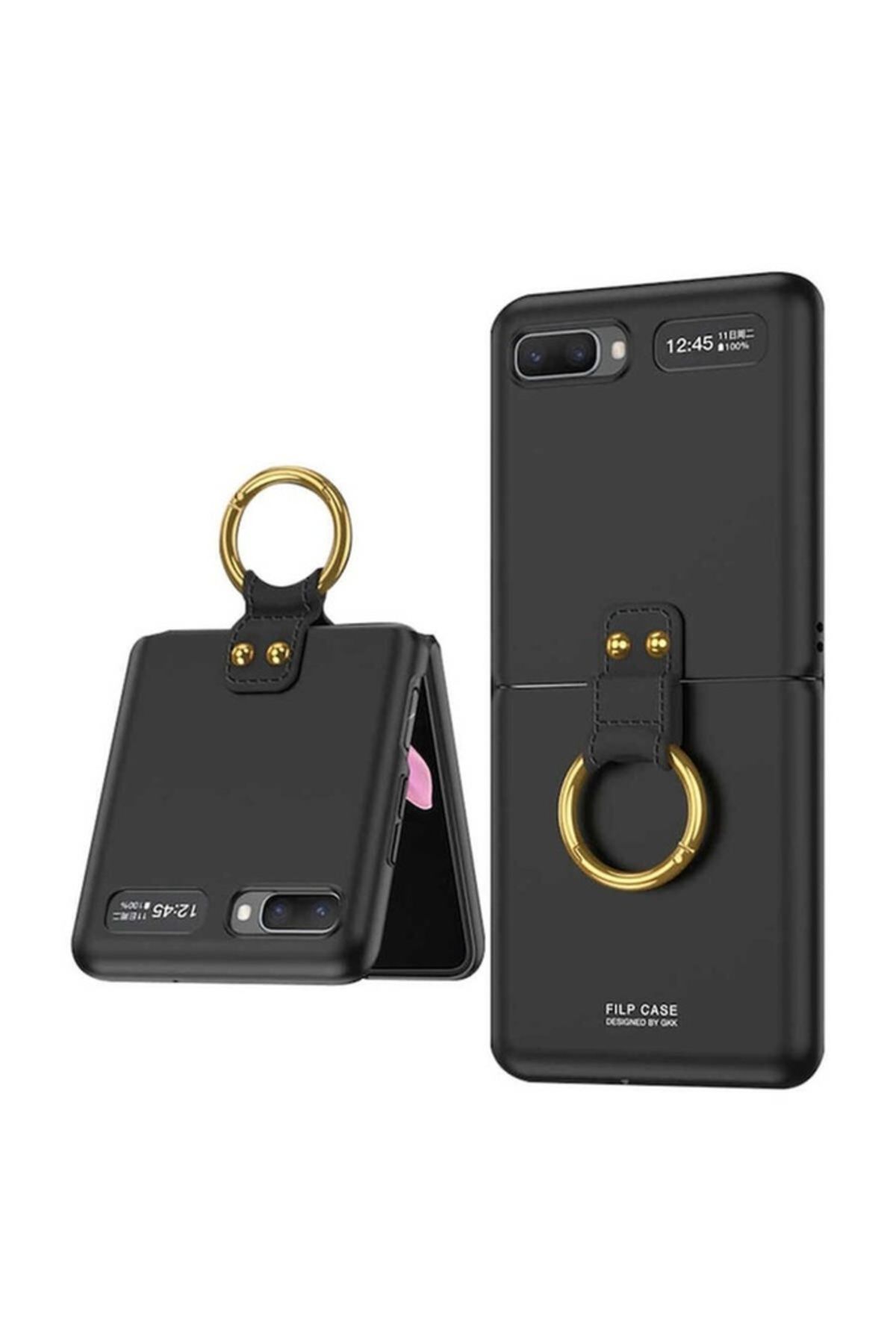 Megafox Teknoloji Samsung Galaxy Z Flip Uyumlu Kılıf Flip Ring Kıpta Kapak