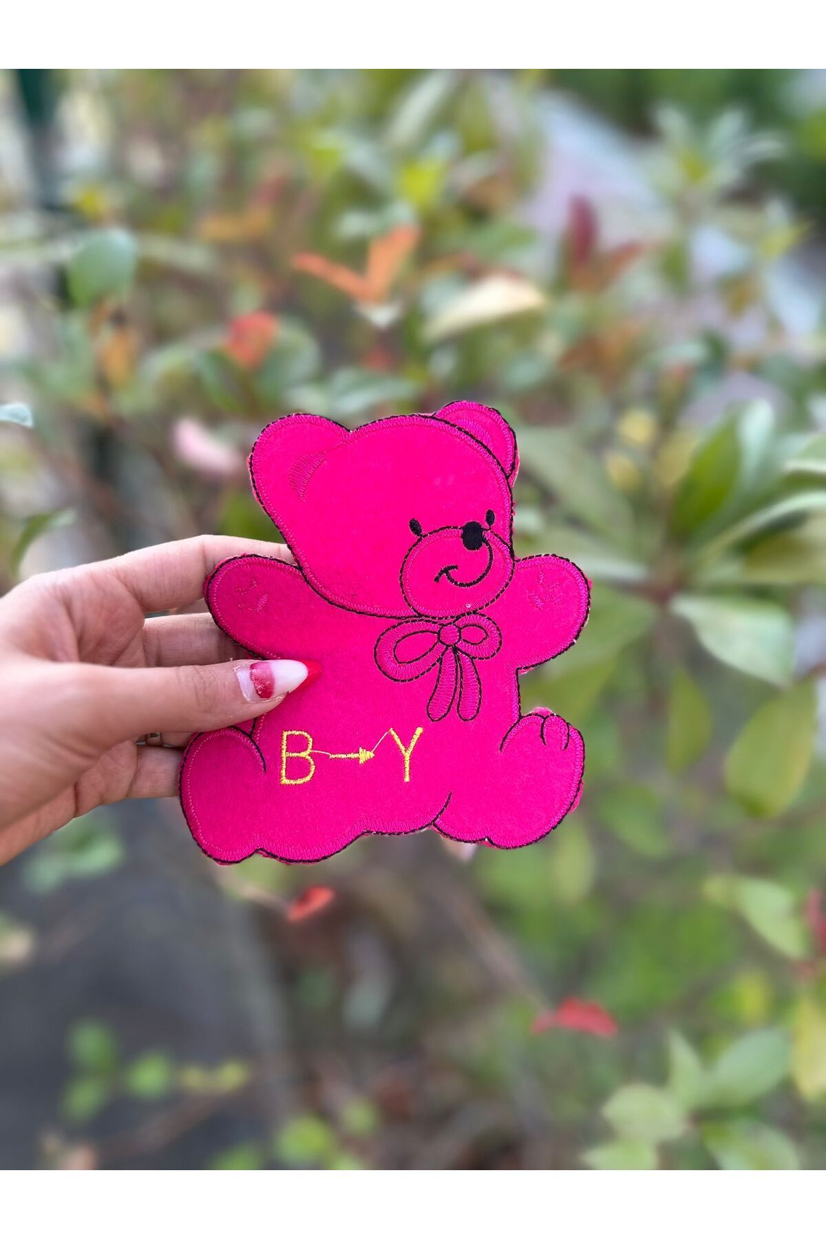 Gönülden Tasarım ÜTÜ İLE YAPIŞAN AYI ARMA DİKİŞ AKSESUARI 14X12 CM Pembe