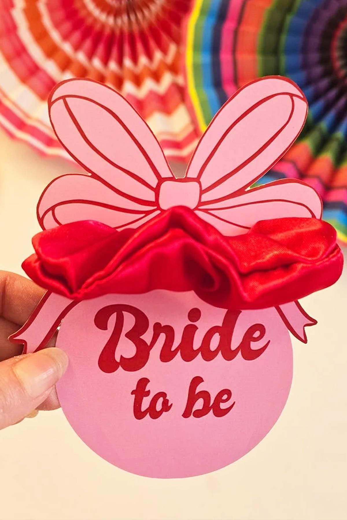 PEKSHOP Hediyelik Toka Fiyonk Tasarım Bride To Be Hediye Saten Simit Kırmızı Toka 10lu