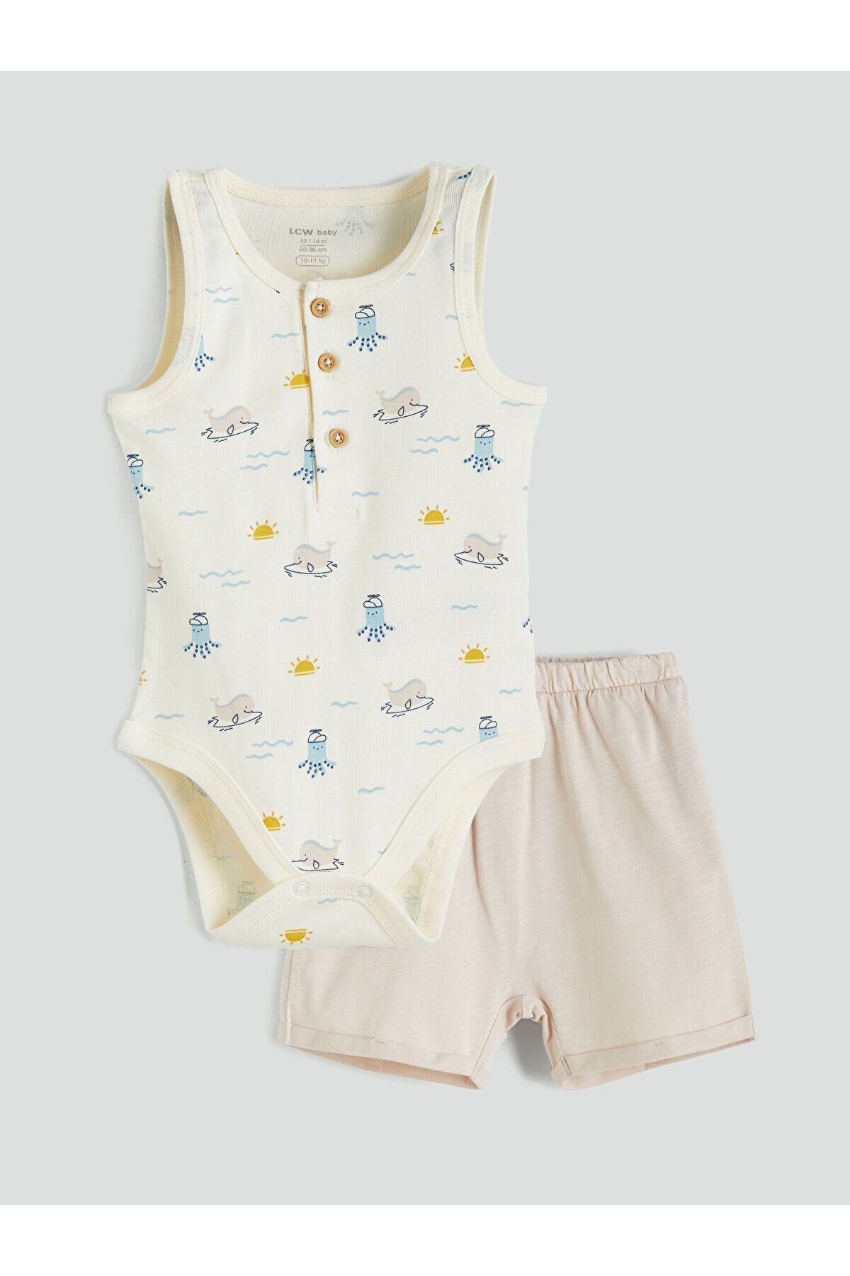 LC Waikiki Organik Kumaş Erkek Bebek Çıtçıtlı Body ve Tayt 2'li
