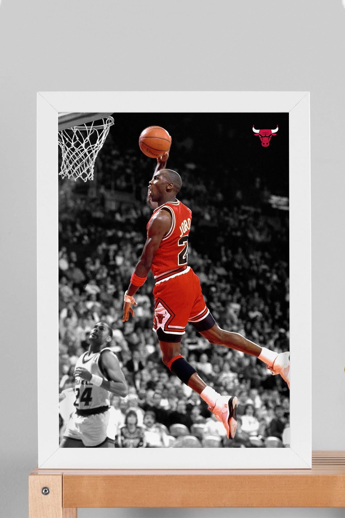 Saturn Michael Jordan Smaç Çerçeveli Tablo - Basketbol NBA Posteri Tablo