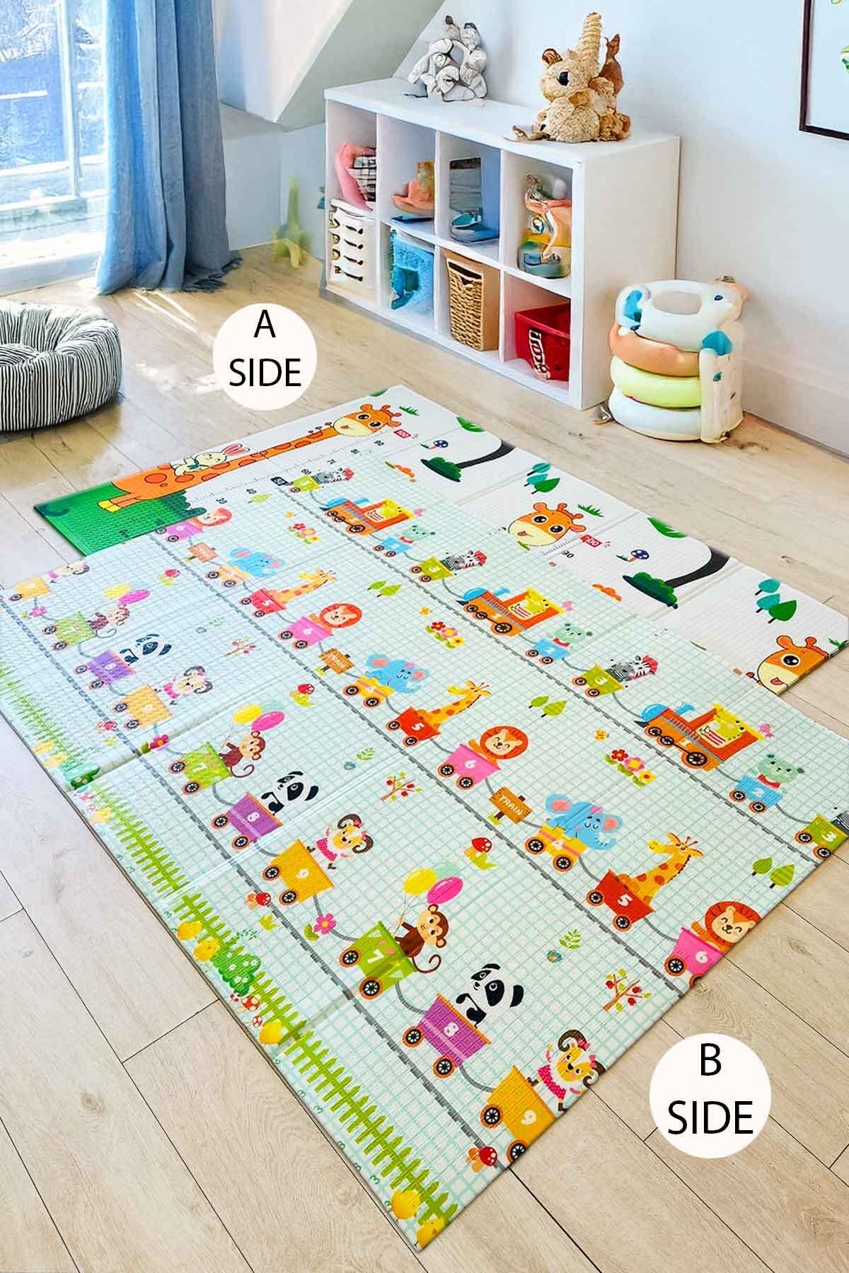 Decomia Home Çift Taraflı Katlanabilir Eğitici & Eğlenceli Çocuk Oyun Halısı Bebek Oyun Matı ( 150x200 cm ) fotoğrafı 2 (önizleme)