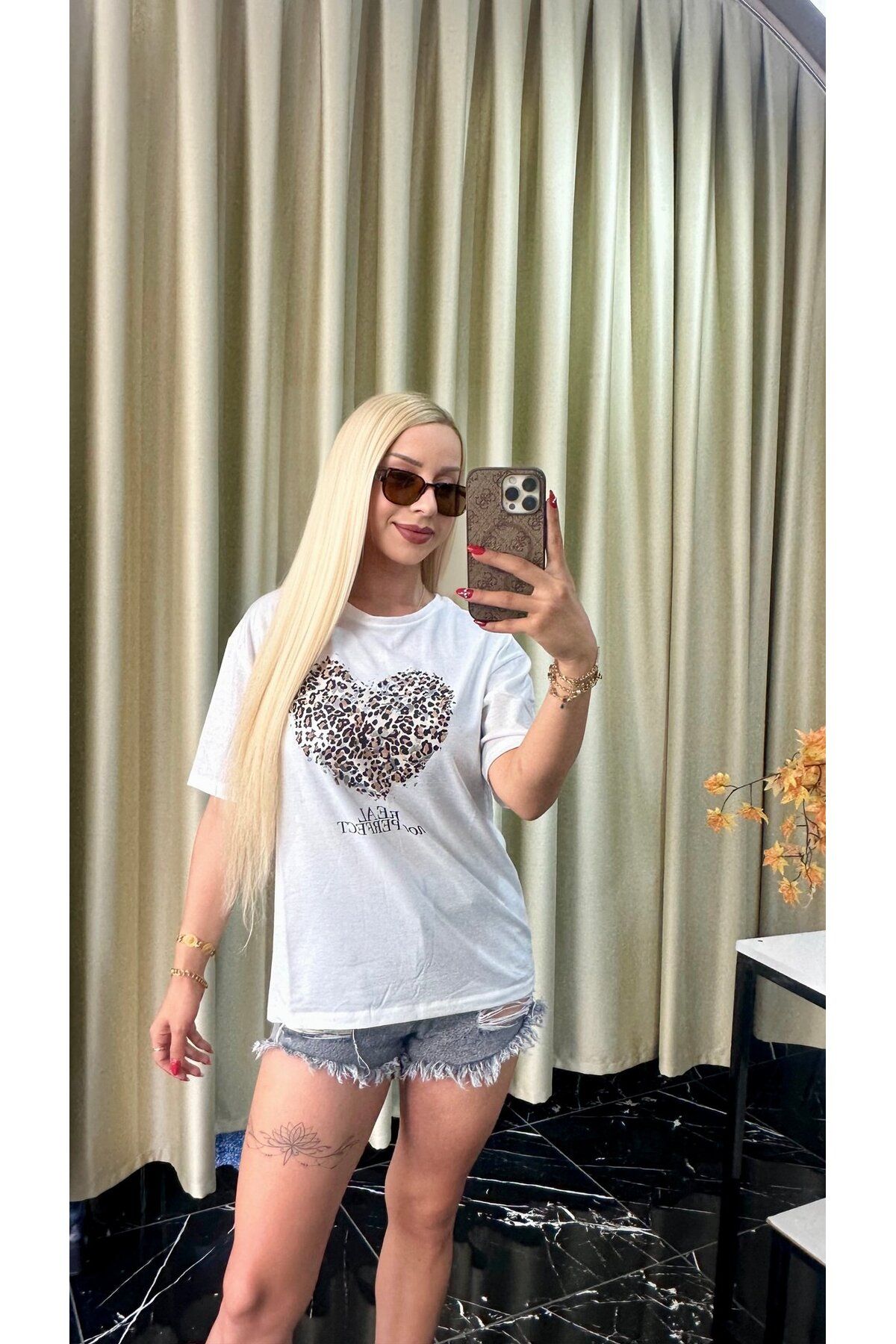 Dilara Kavraal Butik Kalpli Leopar Tshirt