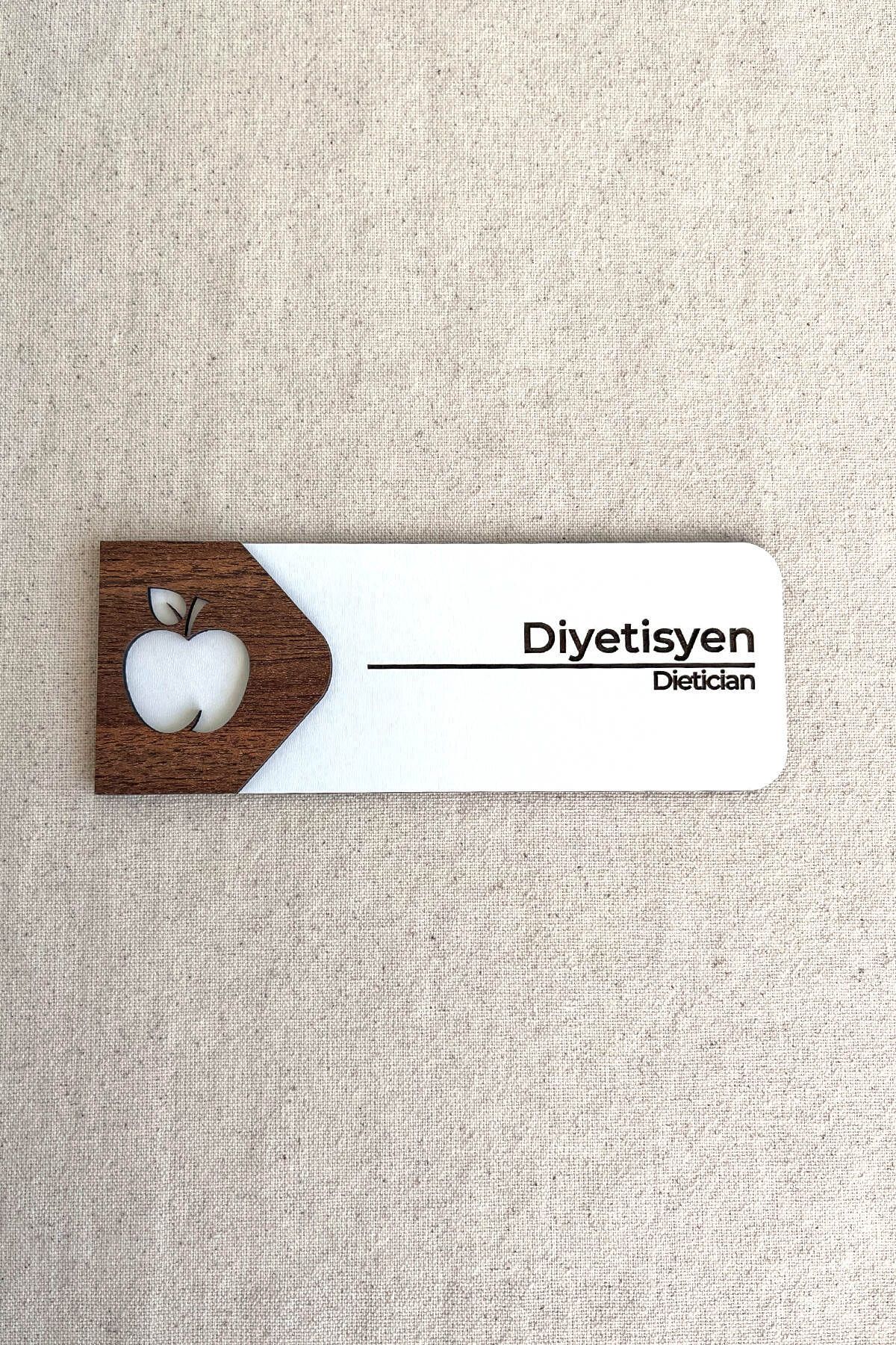 Kuzeylina Diyetisyen Kapı Tabelası – MDF Muayene ve Danışma Oda Levhası | 19x7 cm Çift Katmanlı