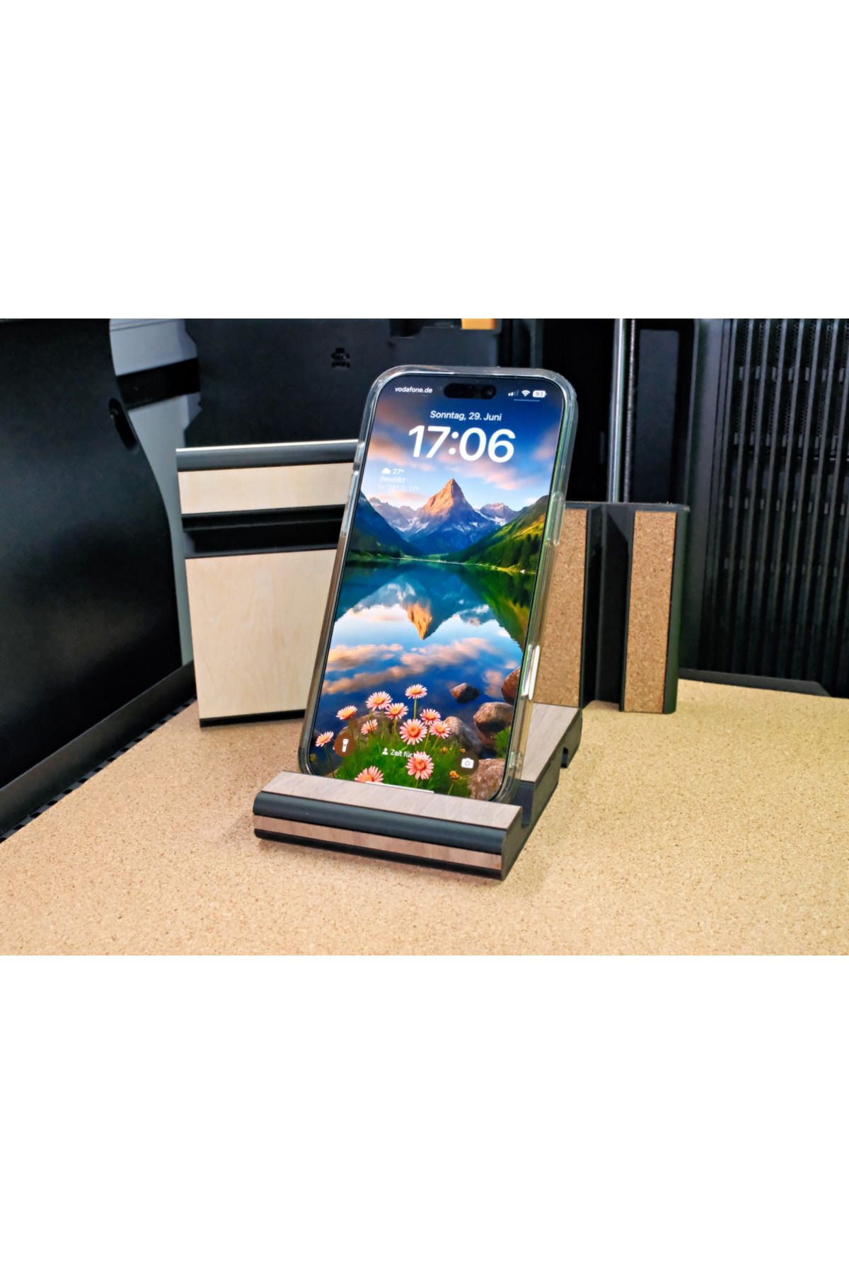 talaşoğlu Premium ahşap kaplamalı telefon standı
