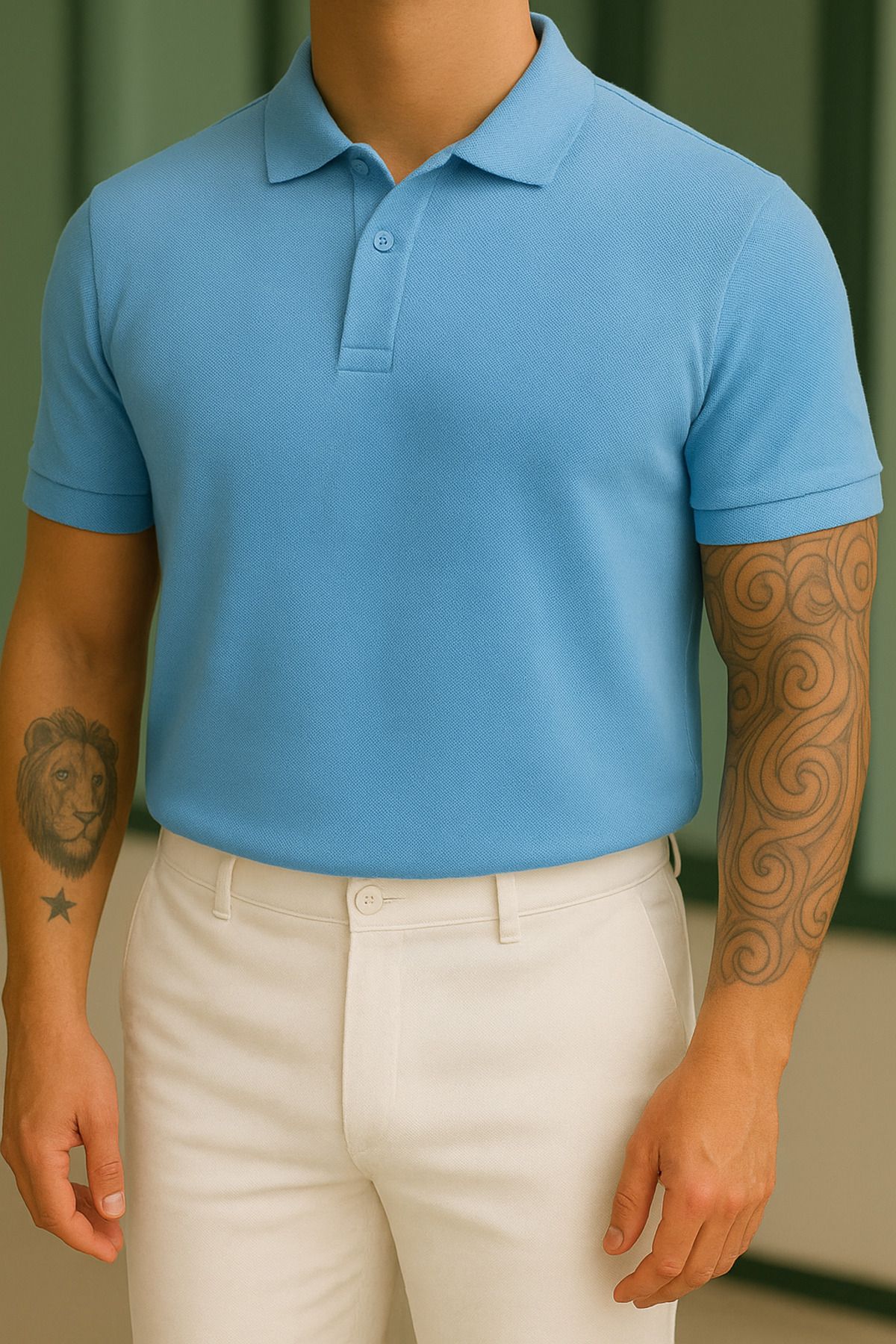 Buteks Unisex Bebe Mavi Spor Düğmeli Pamuklu Casual Kısa Kollu Regular Fit Polo T-shirt