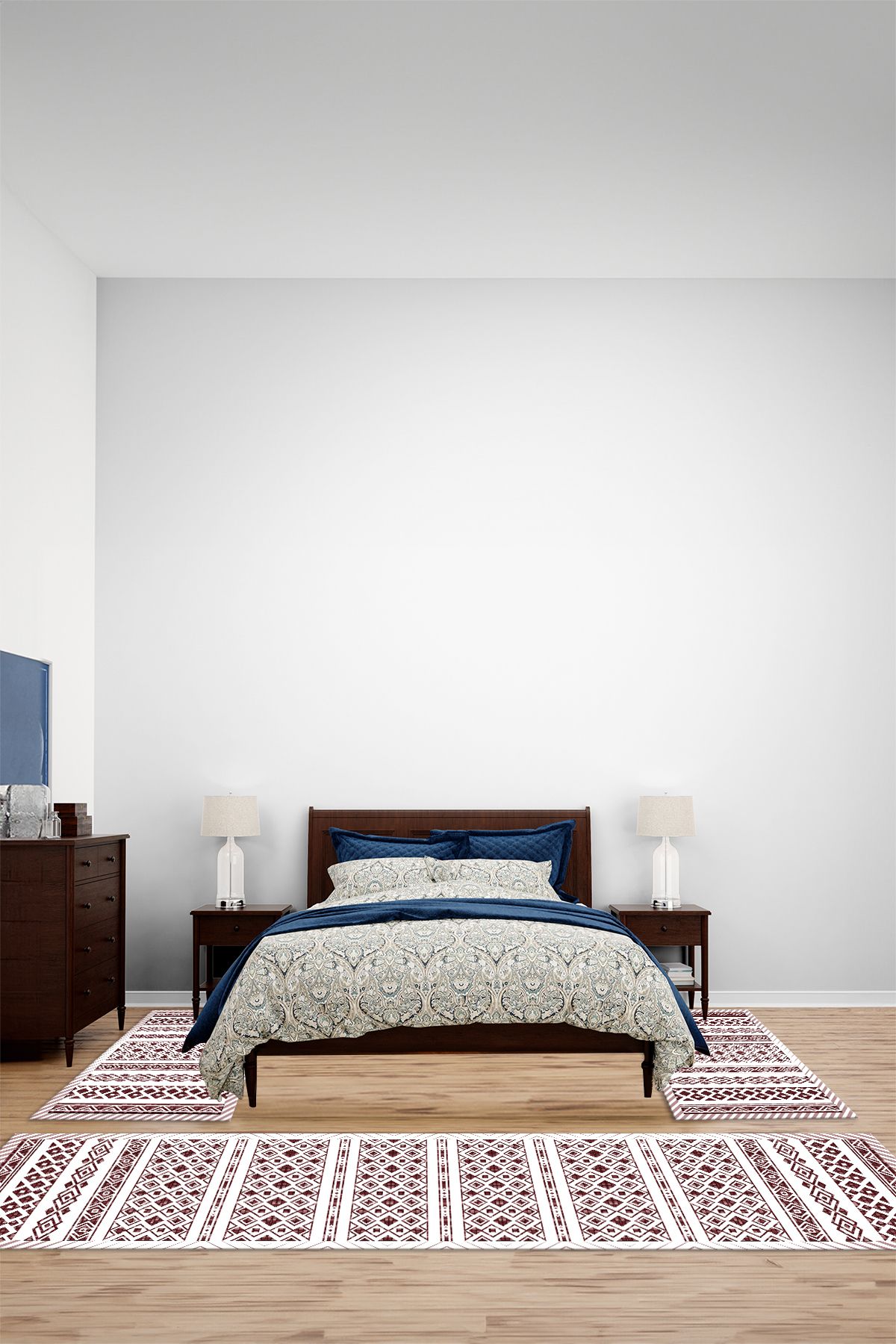 Viyana Home Modern Dijital Kaymaz Eski Görünümlü Model Yıkanabilir Üçlü Yatak Odası Halısı, YO-MODERN-278-BORDO,