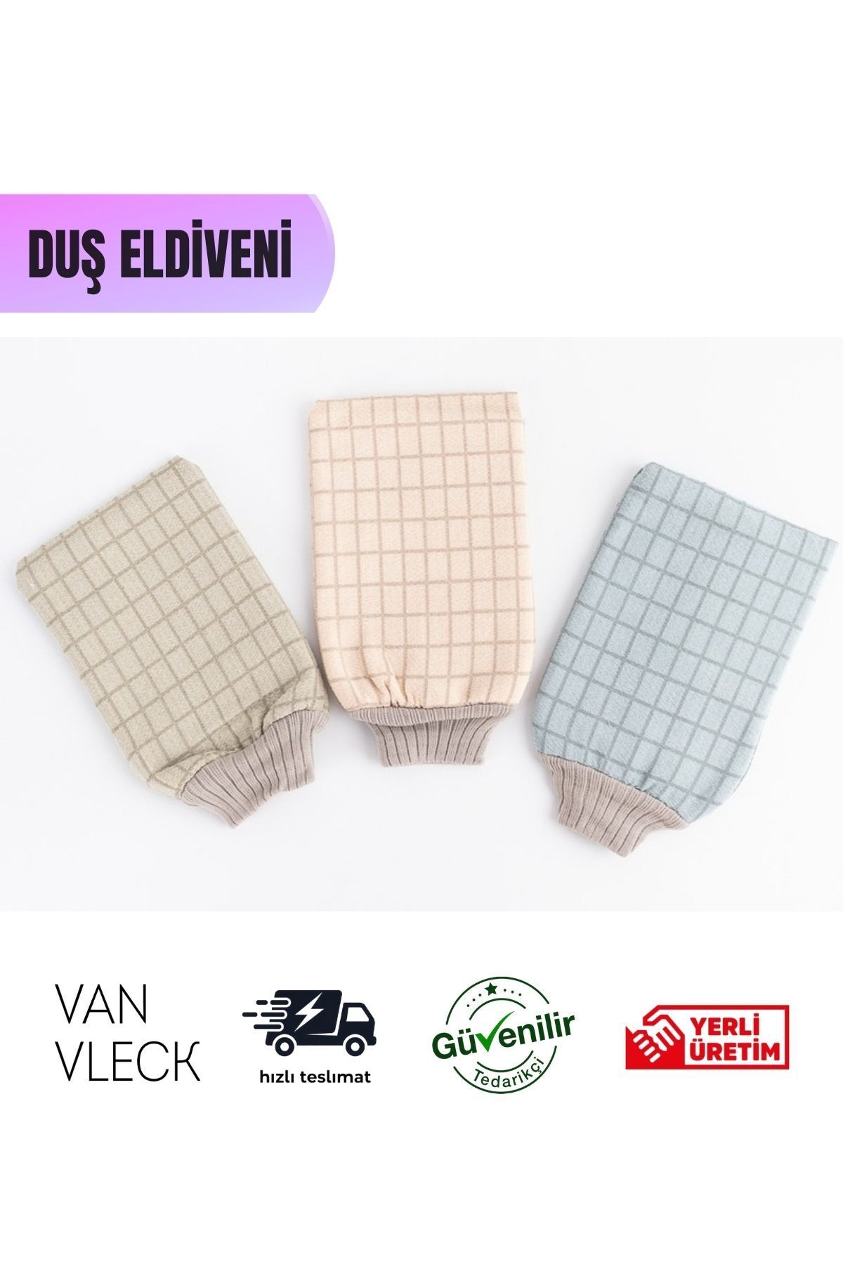VAN VLECK Duş Eldiveni – Peeling Etkili Vücut Temizleme Eldiveni, Ölü Deri Arındırıcı Lif Eldiven