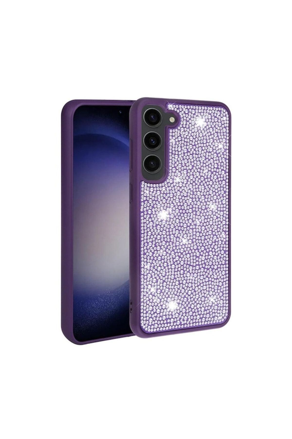 Megafox Teknoloji Samsung Galaxy S23 Plus Uyumlu Kılıf Parlak Taşlı Tasarım Ston Kapak