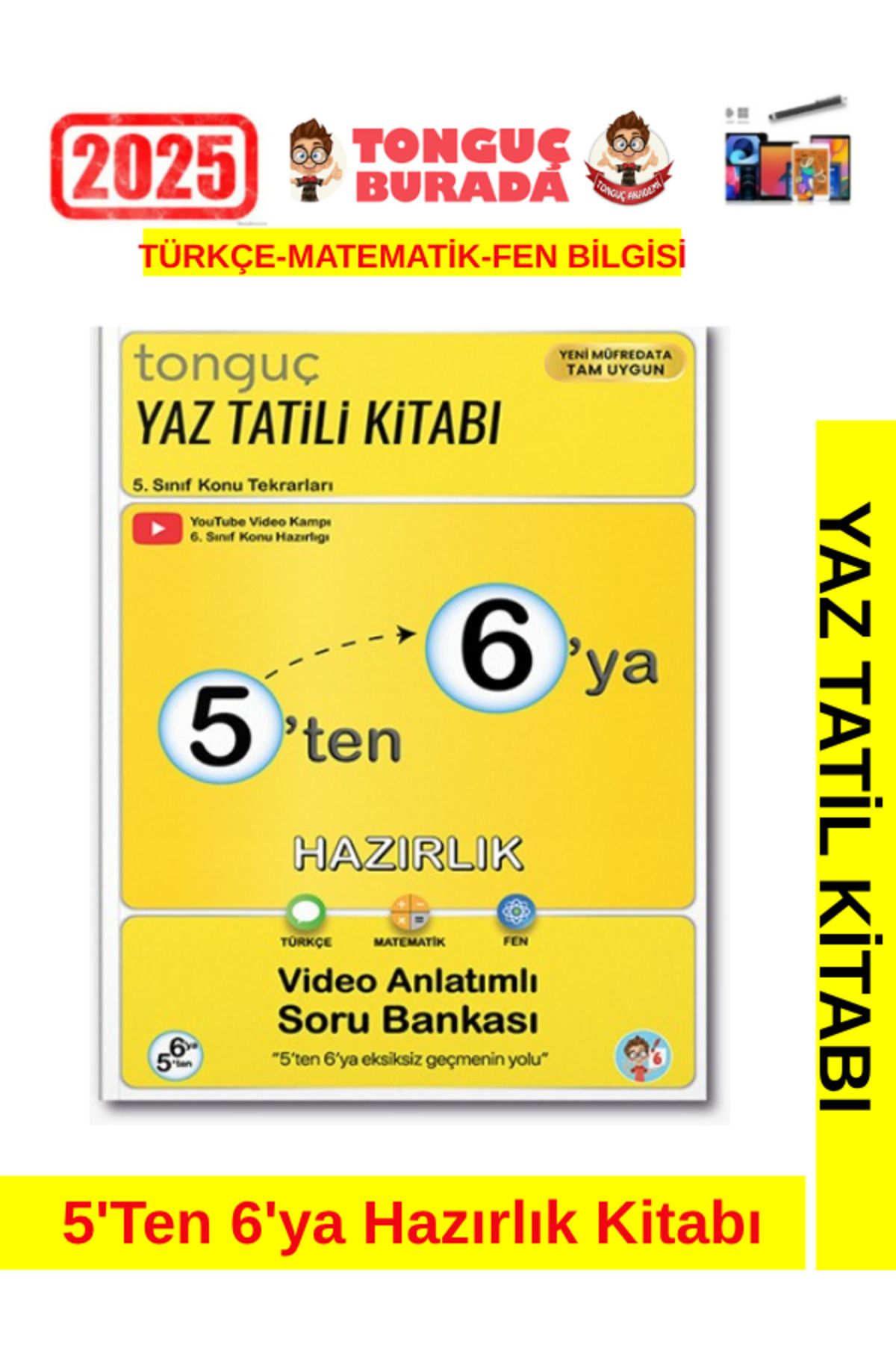 Fenomen Yayıncılık Tonguç 2025 5'den 6'ya Hazırlık Kitabı(Yaz Tatil Kitabı)Video Anlatımlı Soru Bankası