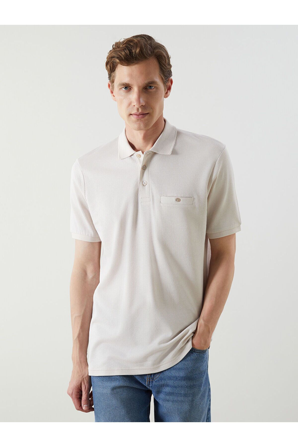 LC Waikiki Polo Yaka Merserize Görünümlü Erkek Tişört