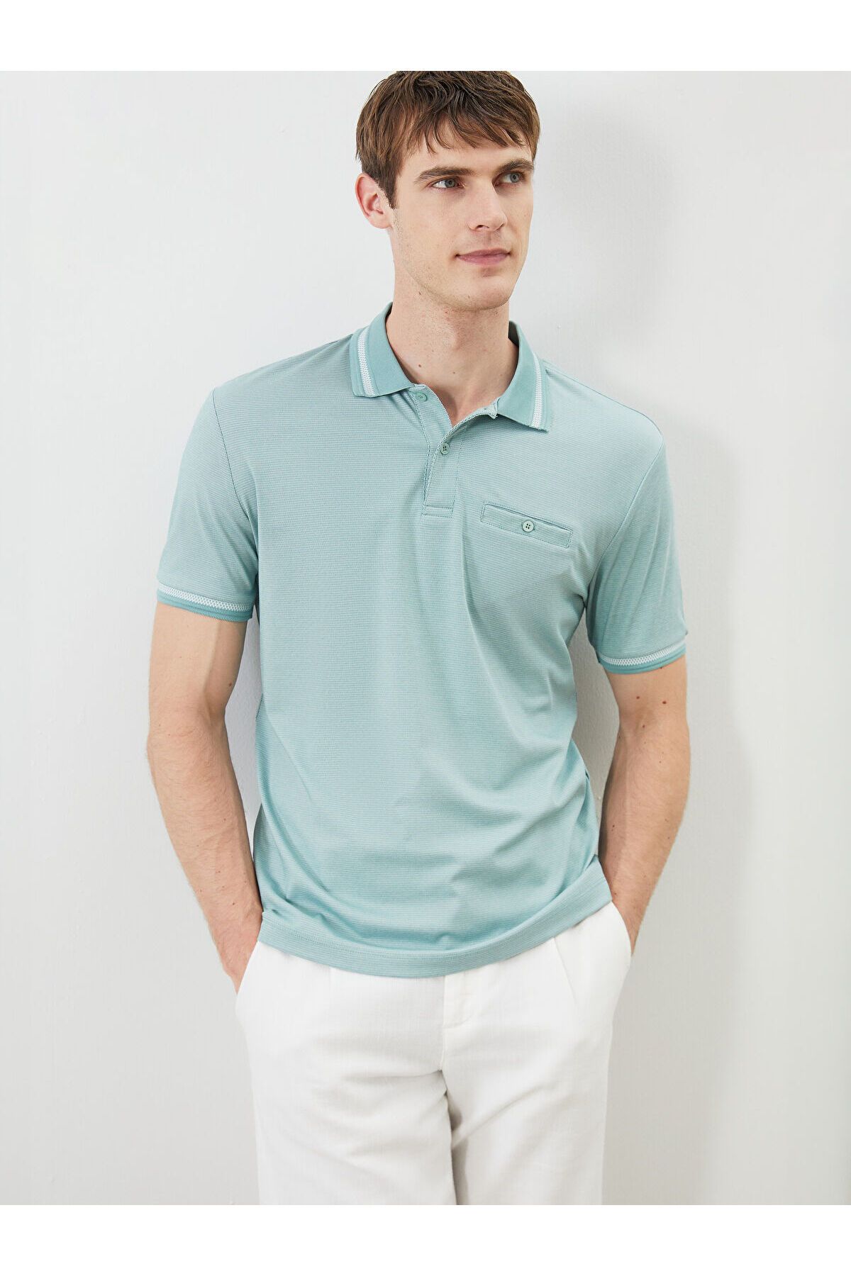 LC Waikiki Polo Yaka Merserize Görünümlü Erkek Tişört