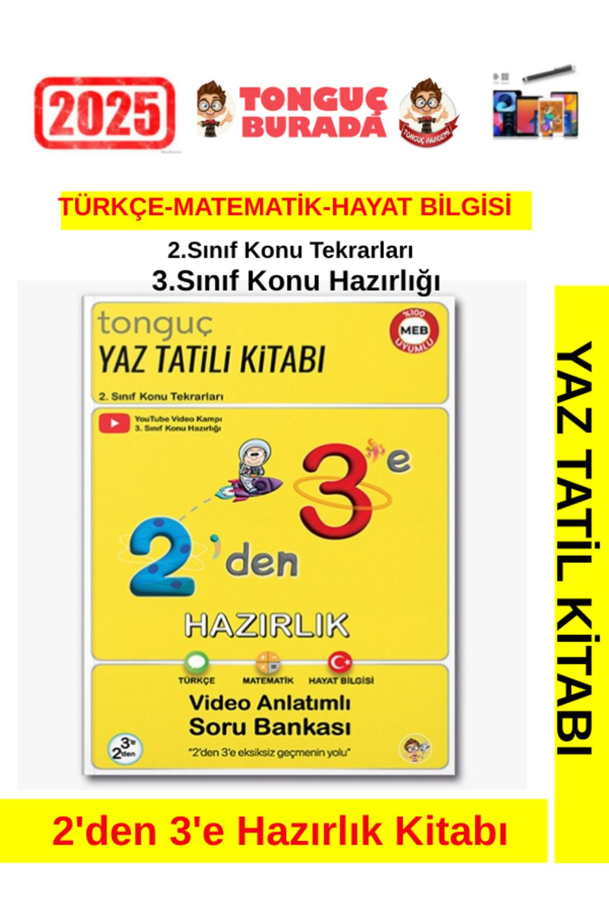 Fenomen Yayıncılık Tonguç 2025 2'den 3'e Hazırlık Kitabı(Yaz Tatil Kitabı)Video Anlatımlı Soru Bankası