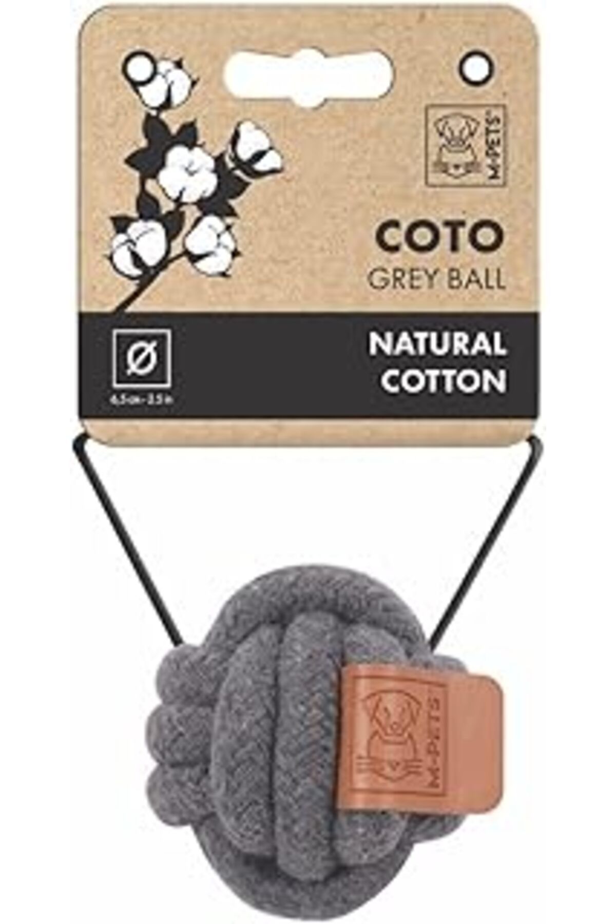 Mu Art Ahşap M-Pets Coto Grey Top 6,5Cm Örgü Top Oyuncak