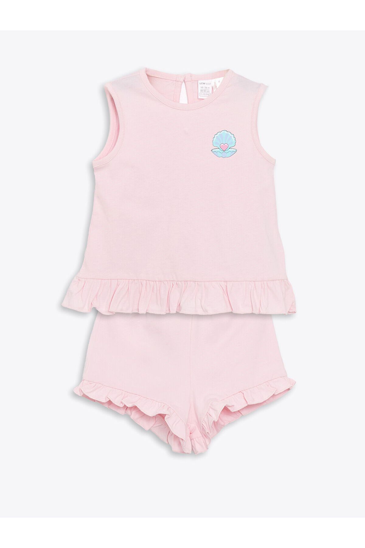 LC Waikiki Bisiklet Yaka Kız Bebek Bluz ve Şort 2'li
