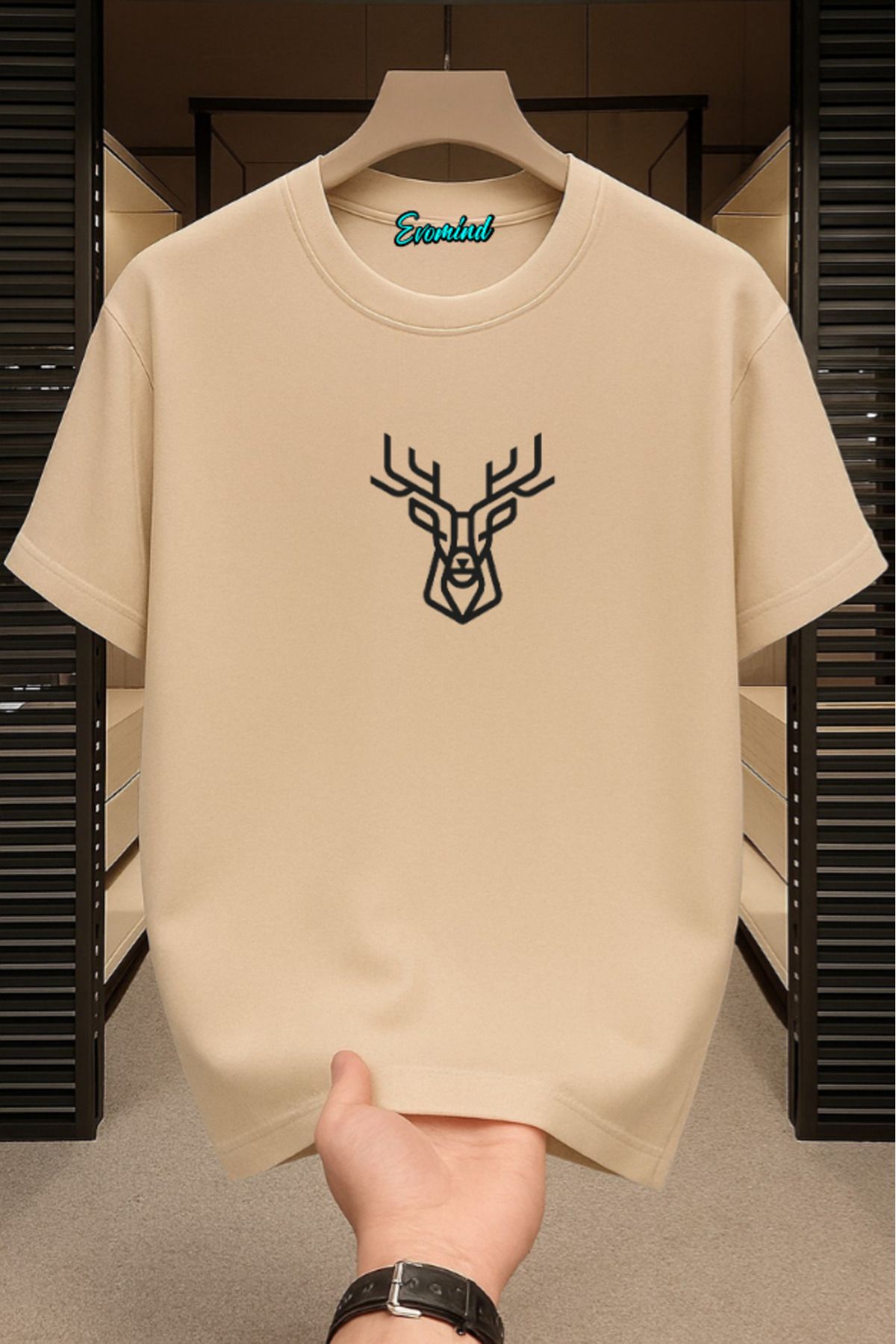 Evomind Geyik Baskılı Unisex T-shirt