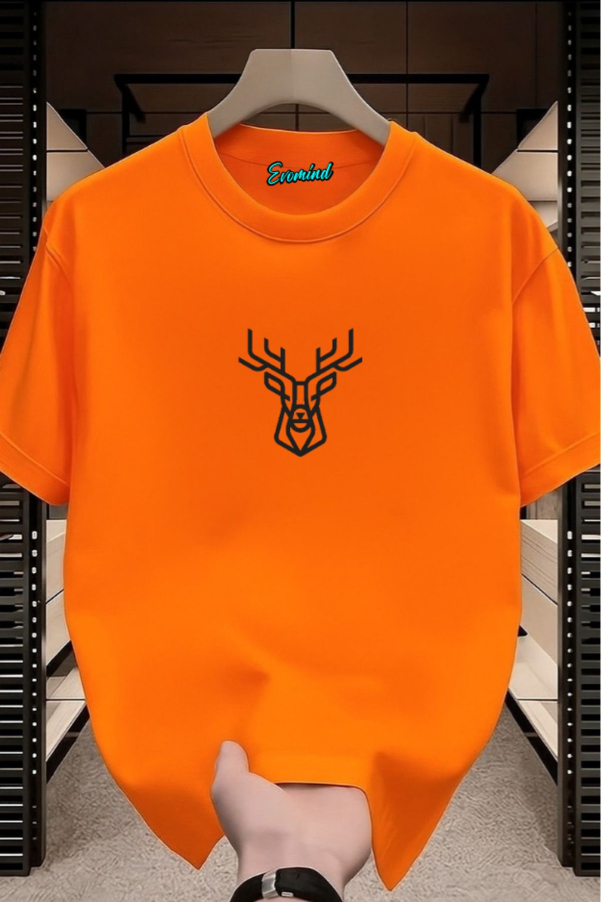 Evomind Geyik Baskılı Unisex T-shirt