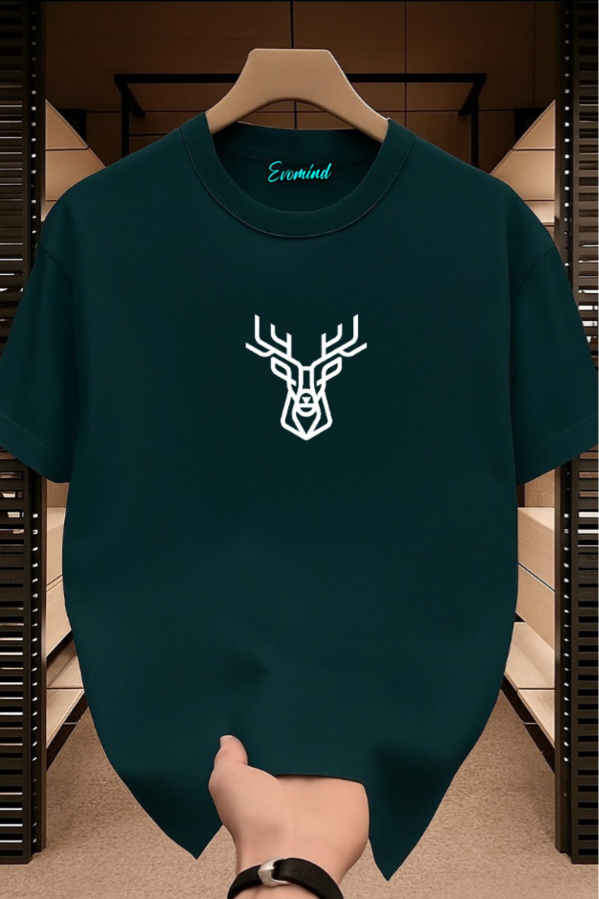 Evomind Geyik Baskılı Unisex T-shirt