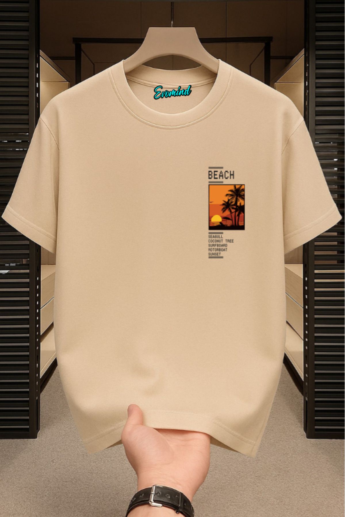 Evomind Beach Baskılı Unisex T-shirt