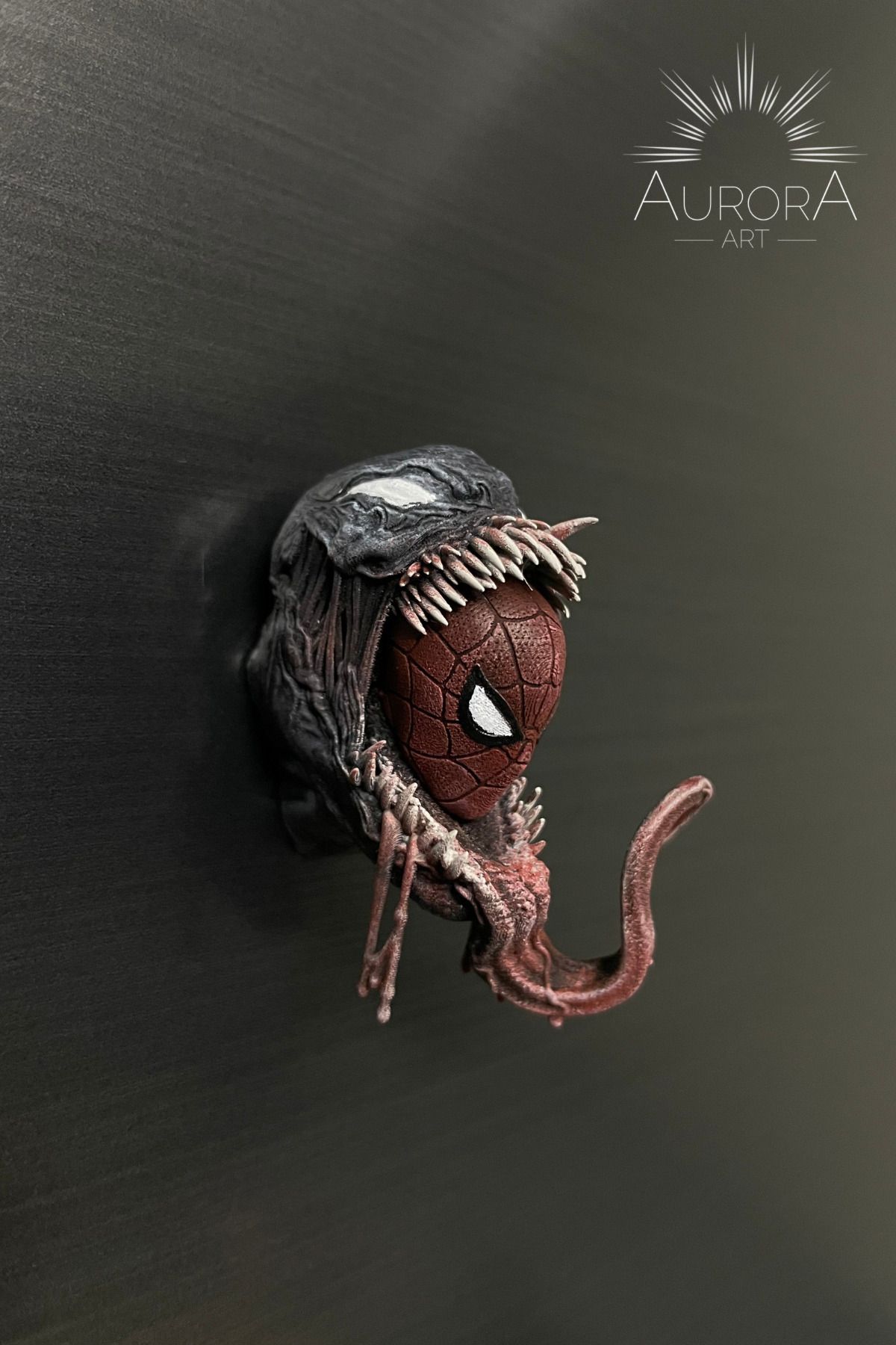 Aurora Art Venom Spider-Man Magnet | 3D Marvel Temalı El Boyama Koleksiyon Reçine Mıknatıslı Figür