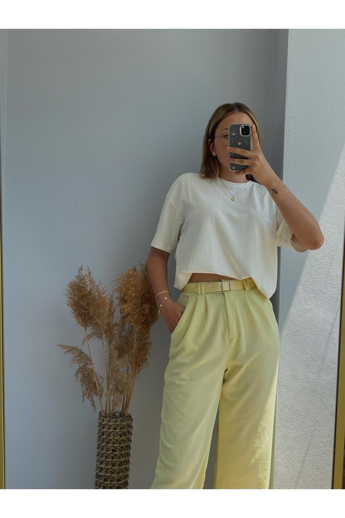 MODA Mielora Kemerli Siyah Pantolon