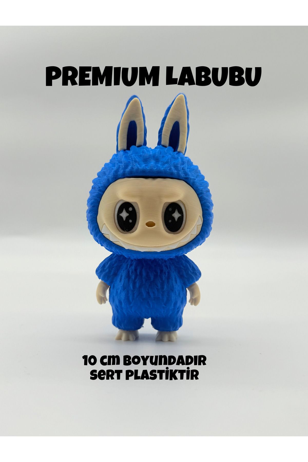 ThreeDesignStore Labubu Figür Oyuncak 10 Cm Sert Plastik Mavi Hareketli