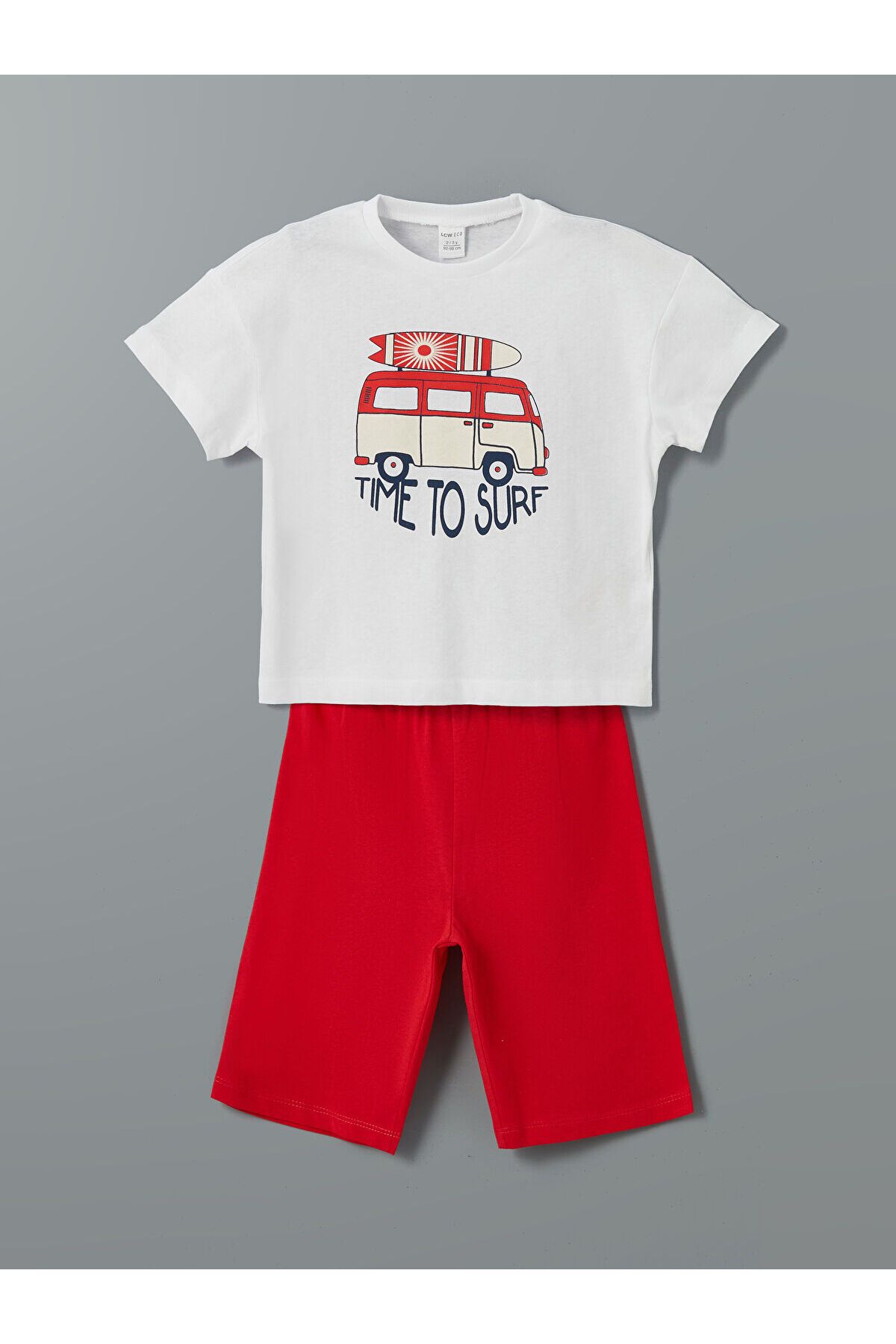 LC Waikiki Bisiklet Yaka Baskılı Kısa Kollu Erkek Bebek Şortlu Pijama Takımı