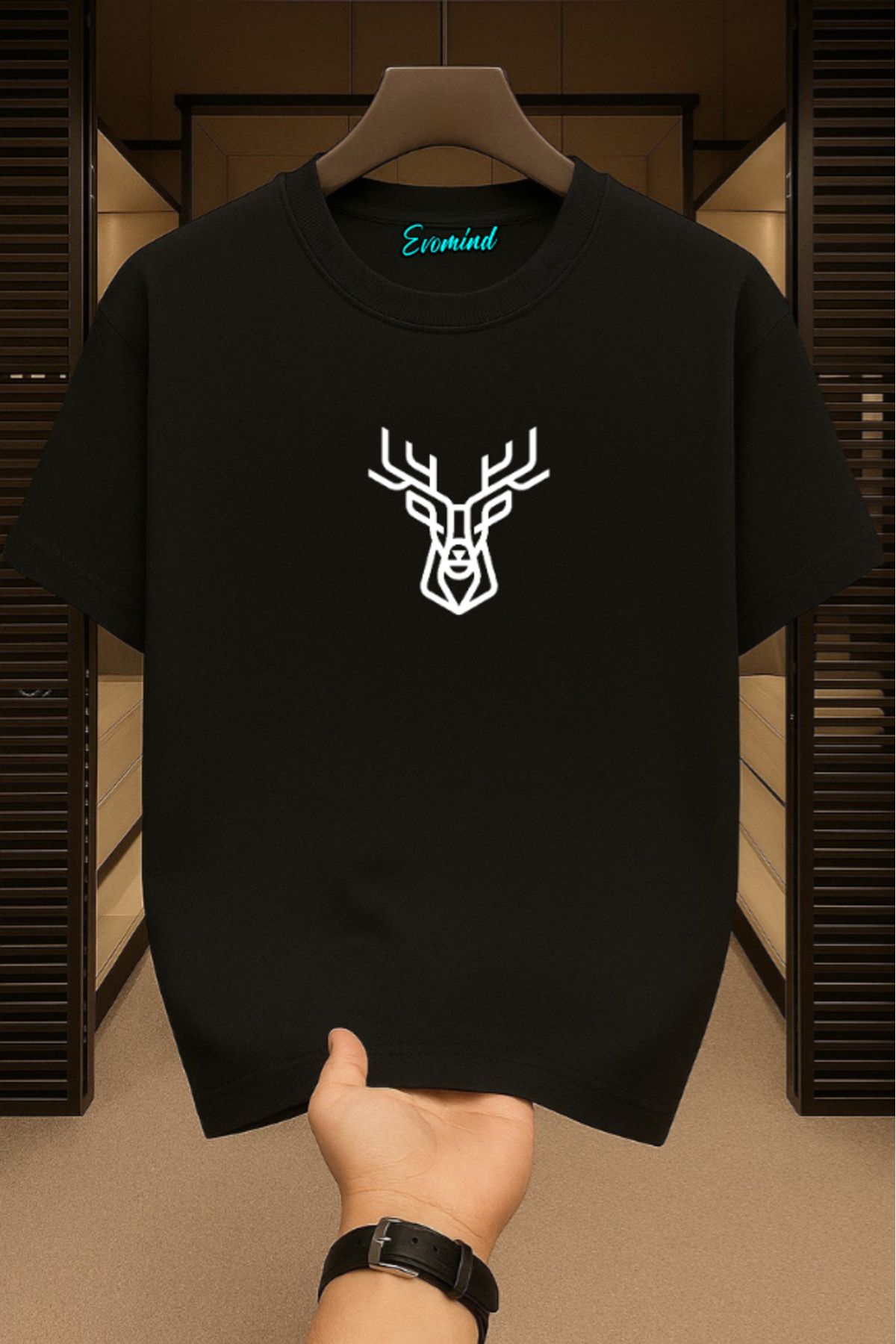 Evomind Geyik Baskılı Unisex T-shirt