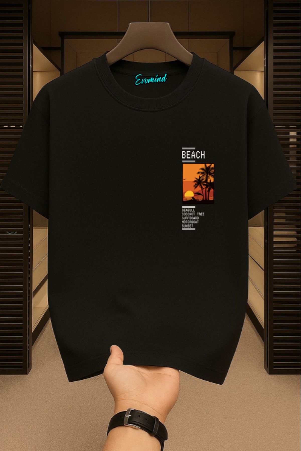 Evomind Beach Baskılı Unisex T-shirt