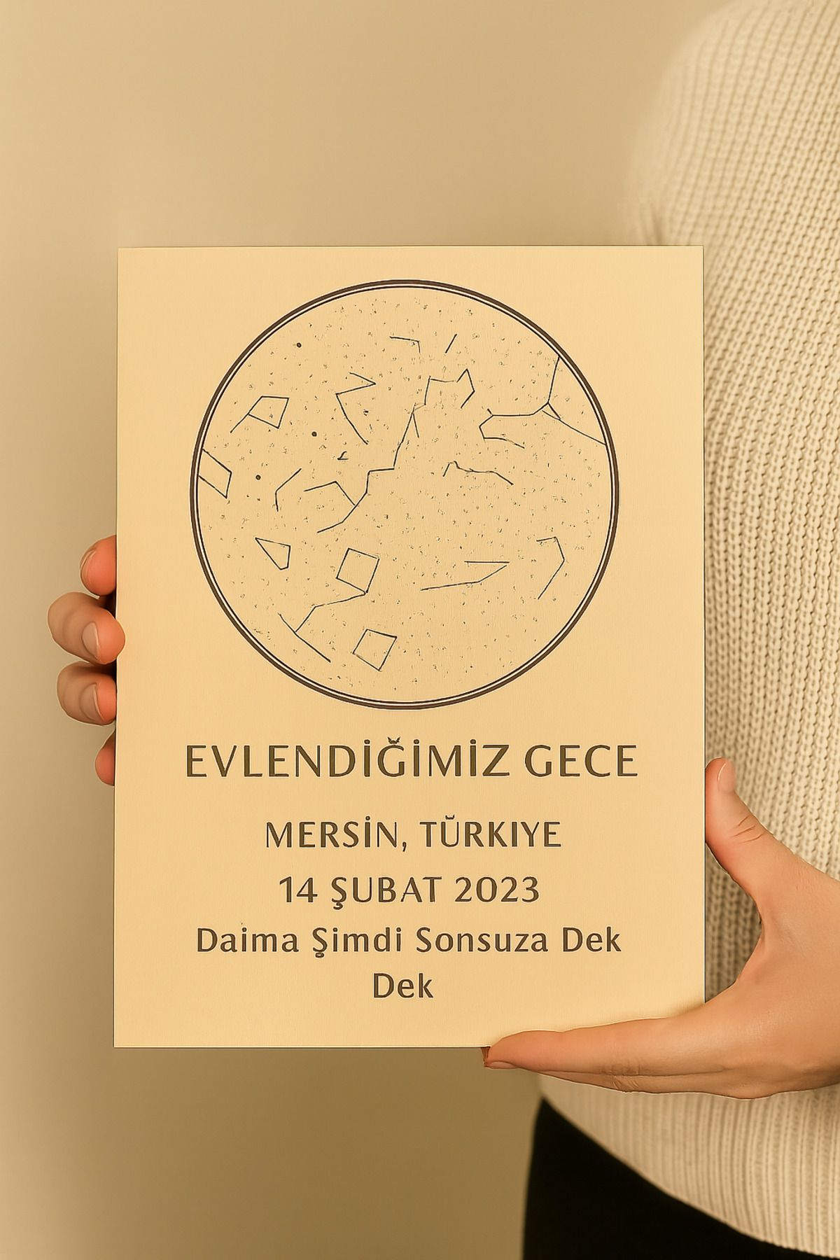 Popizone Yıl Dönümü Özel Yıldız Haritası, Romantik Yıl Dönümü Hediyesi, A-4 Boyutu, Kişiye Özel Hediye
