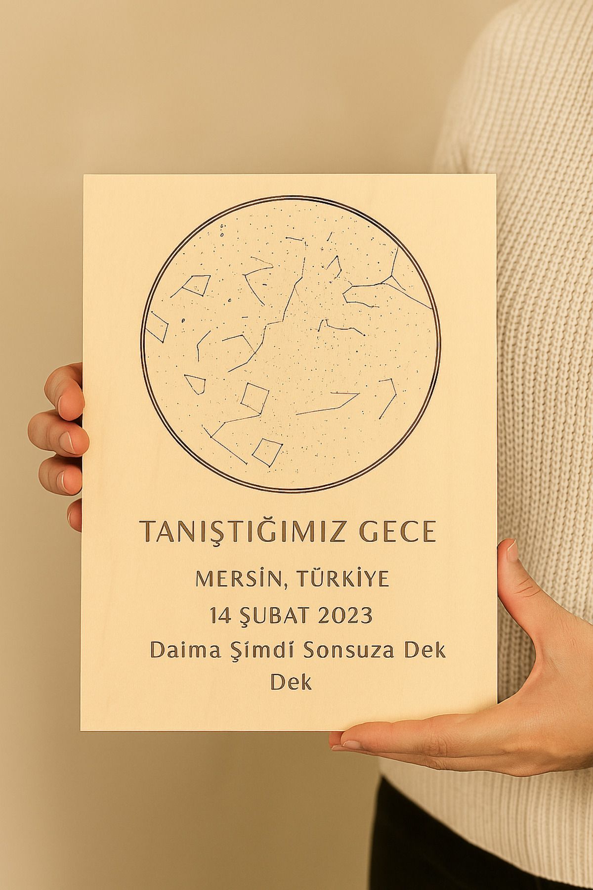 Popizone Kişiye Özel Ahşap Yıldız Haritası, Tanışma Günü Hediyesi, Sevgiliye Romantik Hediye