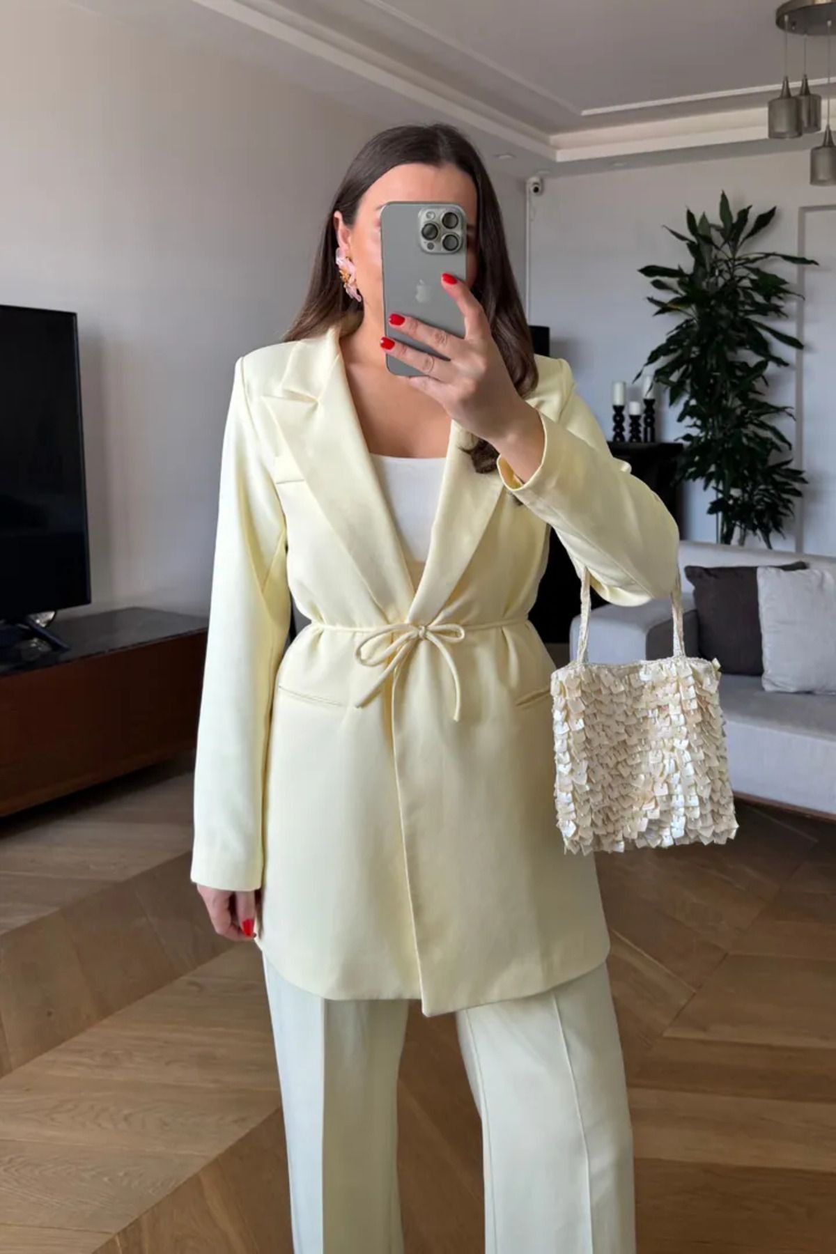 Tuba Butik Bağlama Detaylı Blazer Kadın Ceket