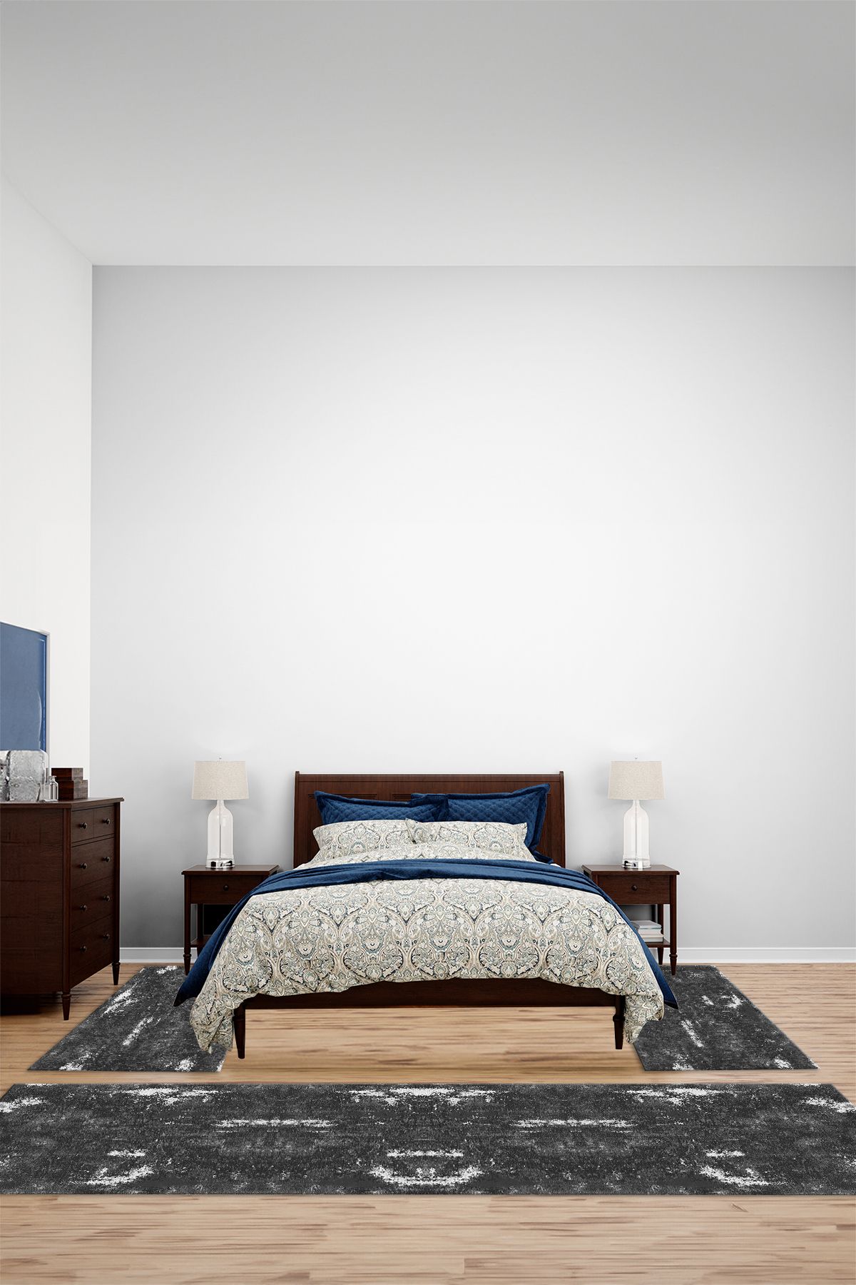 Viyana Home Dijital Kaymaz Yıkanabilir Sade Desen Efekt Model Üçlü Yatak Odası Halısı, YO-SADE-166-ANTRASİT,