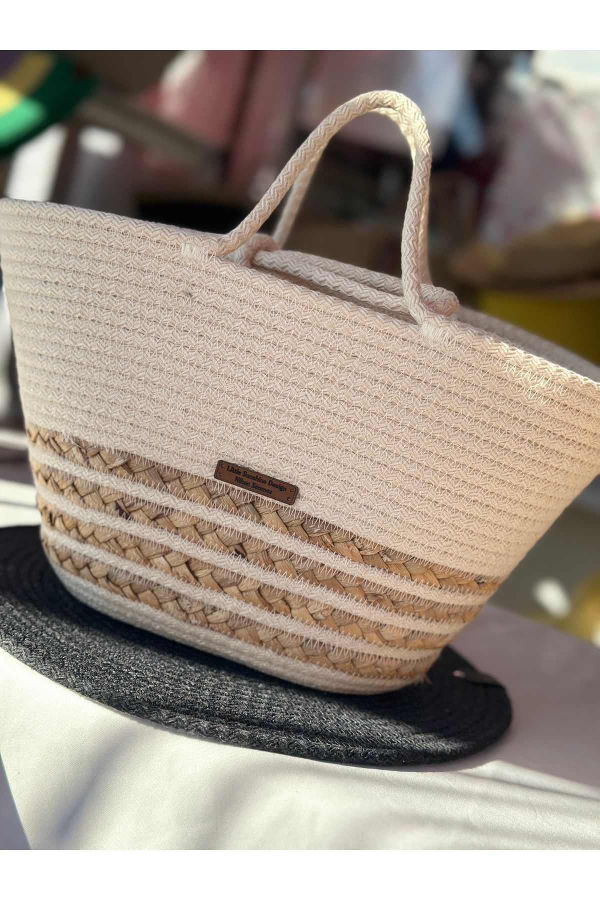 Little Sunshine Design El çantası, hasır çanta, tasarım el çantası
