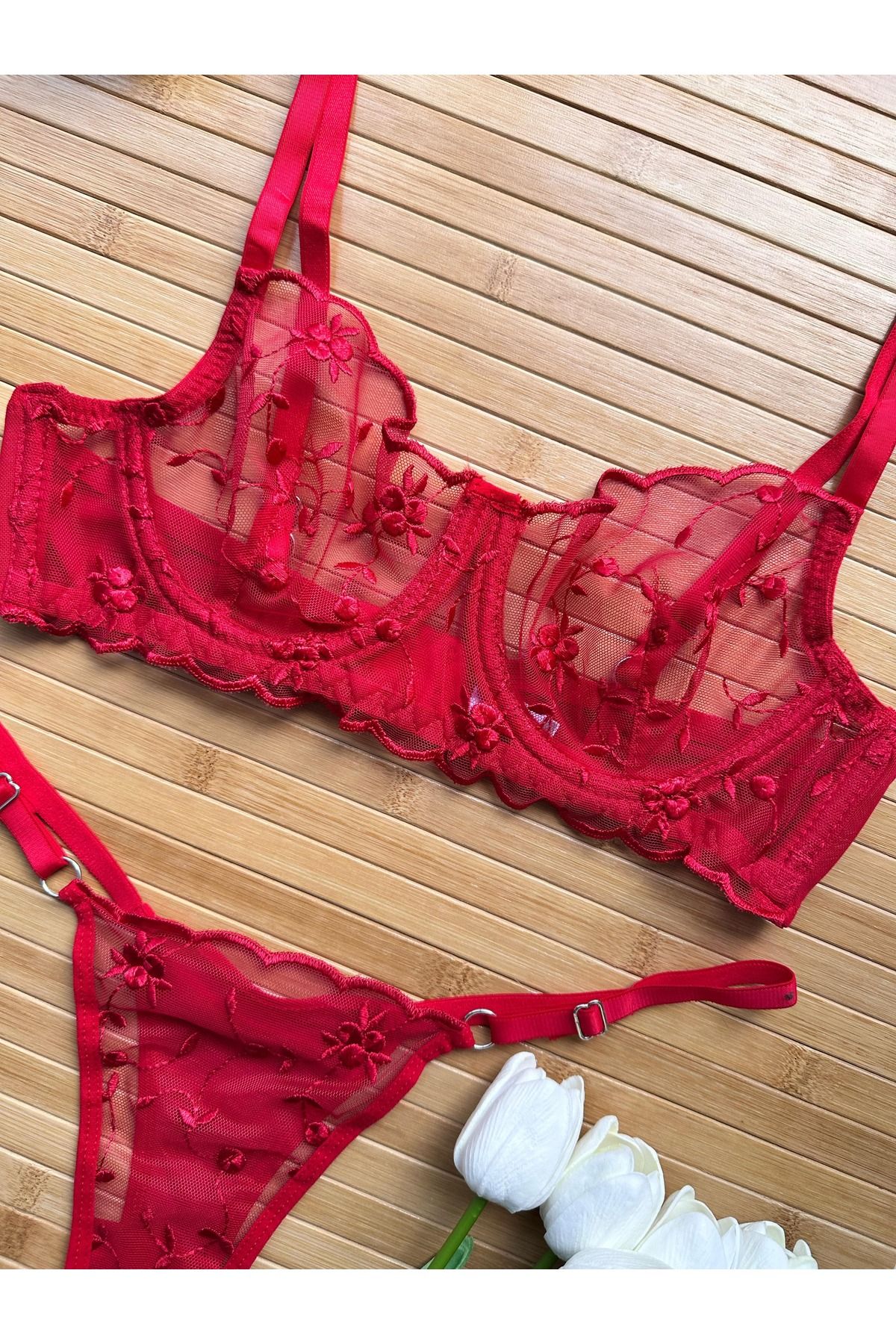 Ht Sağlık Çiçekli Sütyen Takımı Bralet Set