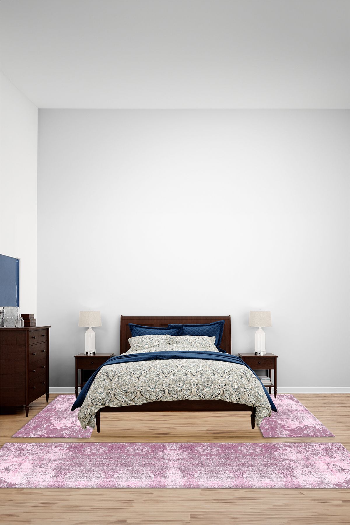Viyana Home Dijital Kaymaz Taban Yıkanabilir Sade Kelebek Model Üçlü Yatak Odası Halısı, YO-SADE-139-PEMBE,