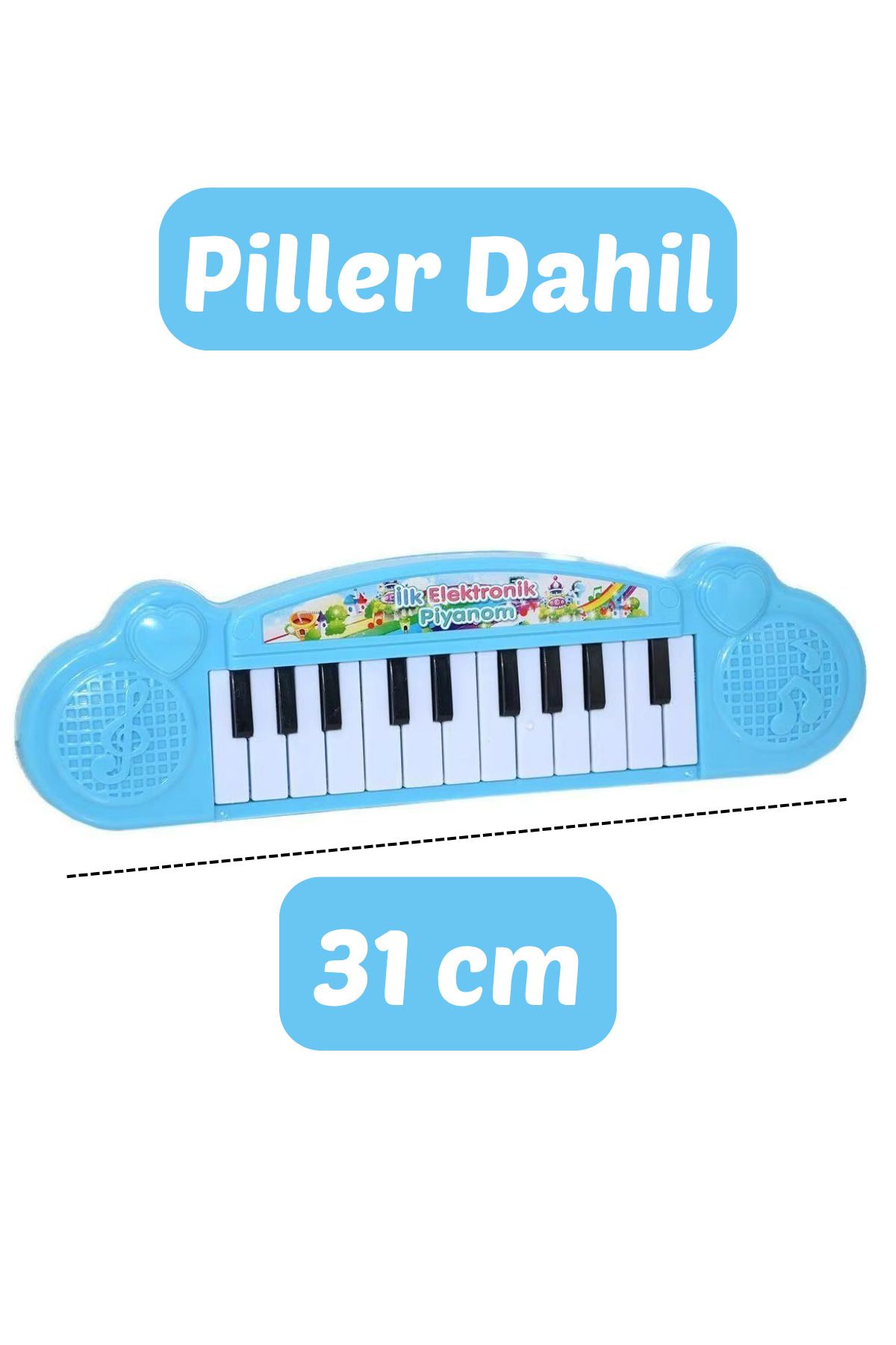 Ka-Toys Piano 22 Tuşlu - Pilli Piano - Erkekler İçin Mavi Piano - Oyuncak Piano - Eğitici Oyuncak