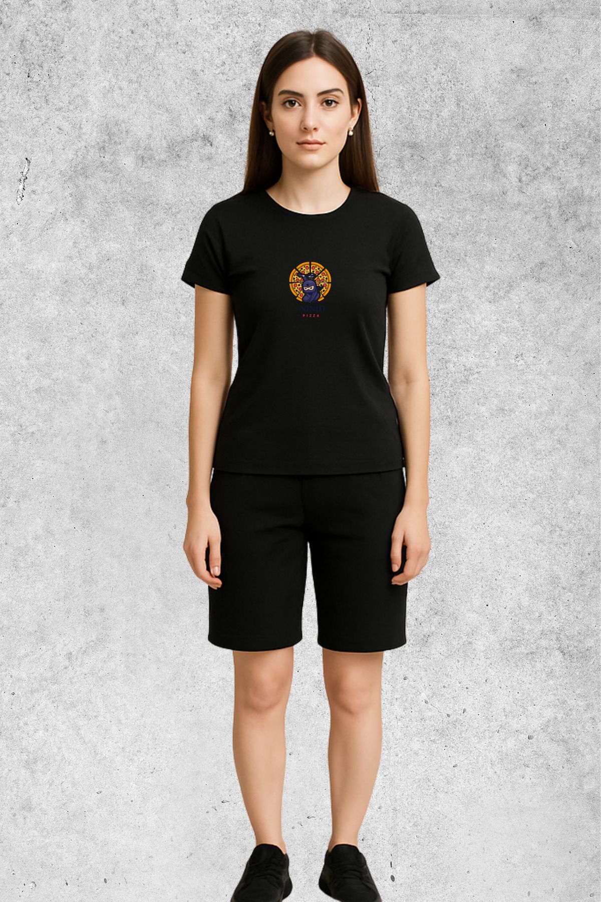 MOLICO Basic unisex sıfır yaka kısa kollu NİNJA PİZZA BASKILI TSHİRT